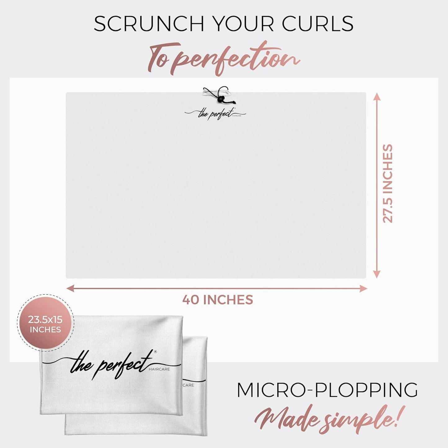 THE PERFECT HAIRCARE Microfiber Hair Large Towels Wrap for Women - Smooth as Silk - Anti-Frizz for Curly, Wavy, Straight Hair Girls - Plopping Essential - Easier to Use Than a T-Shirt - 2 Pack