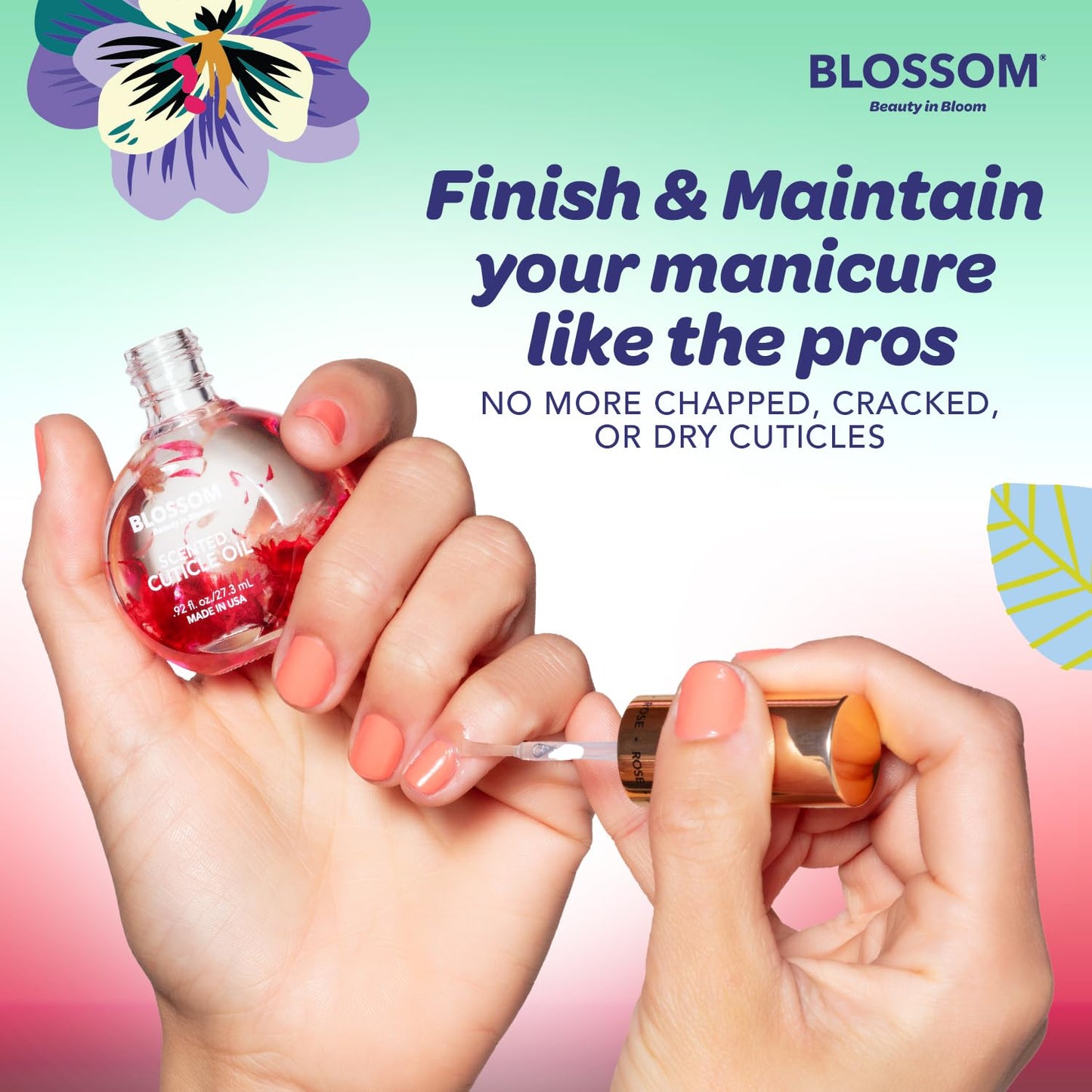 Blossom Cuticle Oil for Nails, Hydrating, Moisturizing, Scented Nail Oil Cuticle Care, Infused with Real Flowers, Made in USA, 0.5 fl. oz, Amazon Exclusive, Watermelon