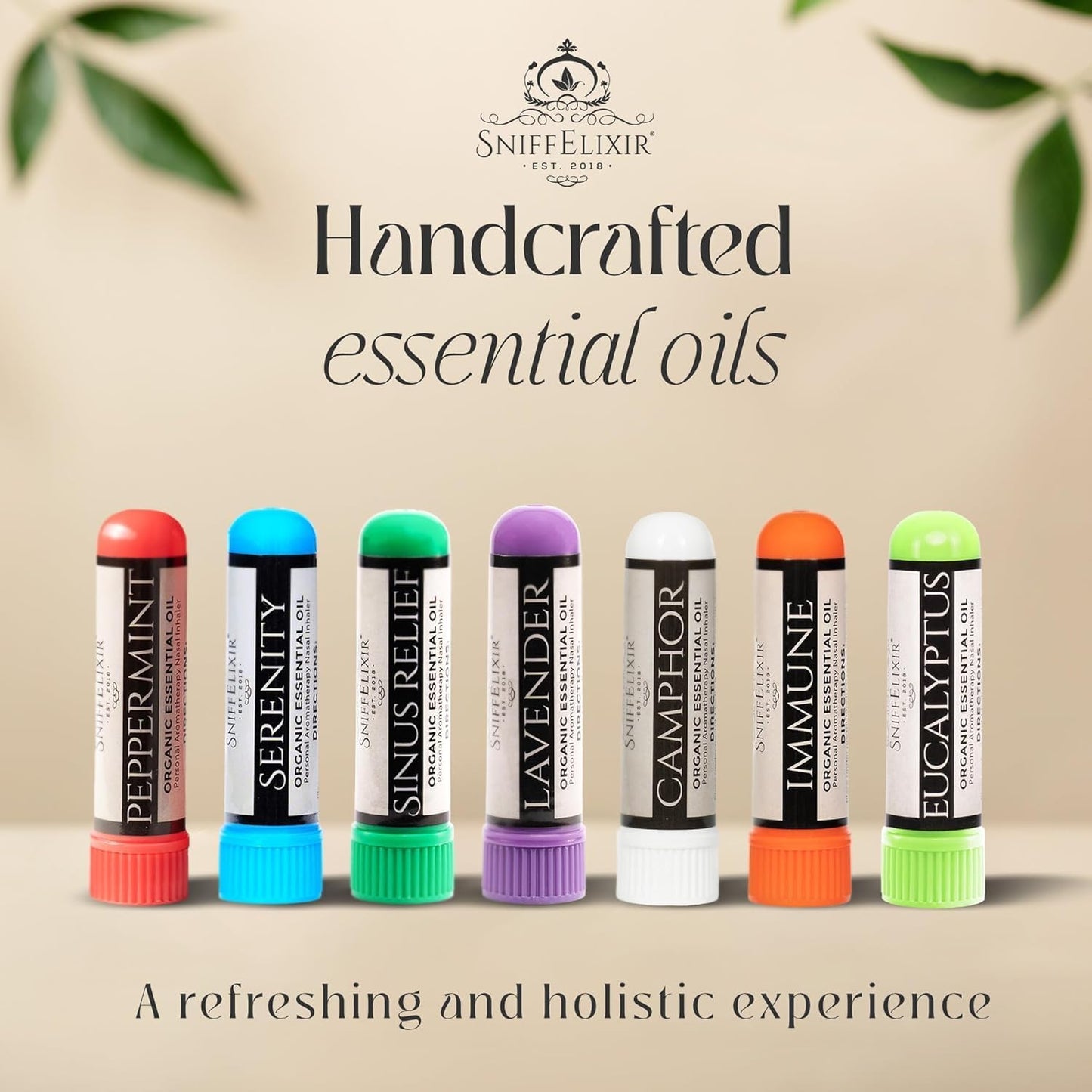 Nasal Inhaler for Sinus Relief, Made with Organic Essential Oils - Aromatherapy Stick with Peppermint & Tea Tree for Stuffy Nose & Congestion