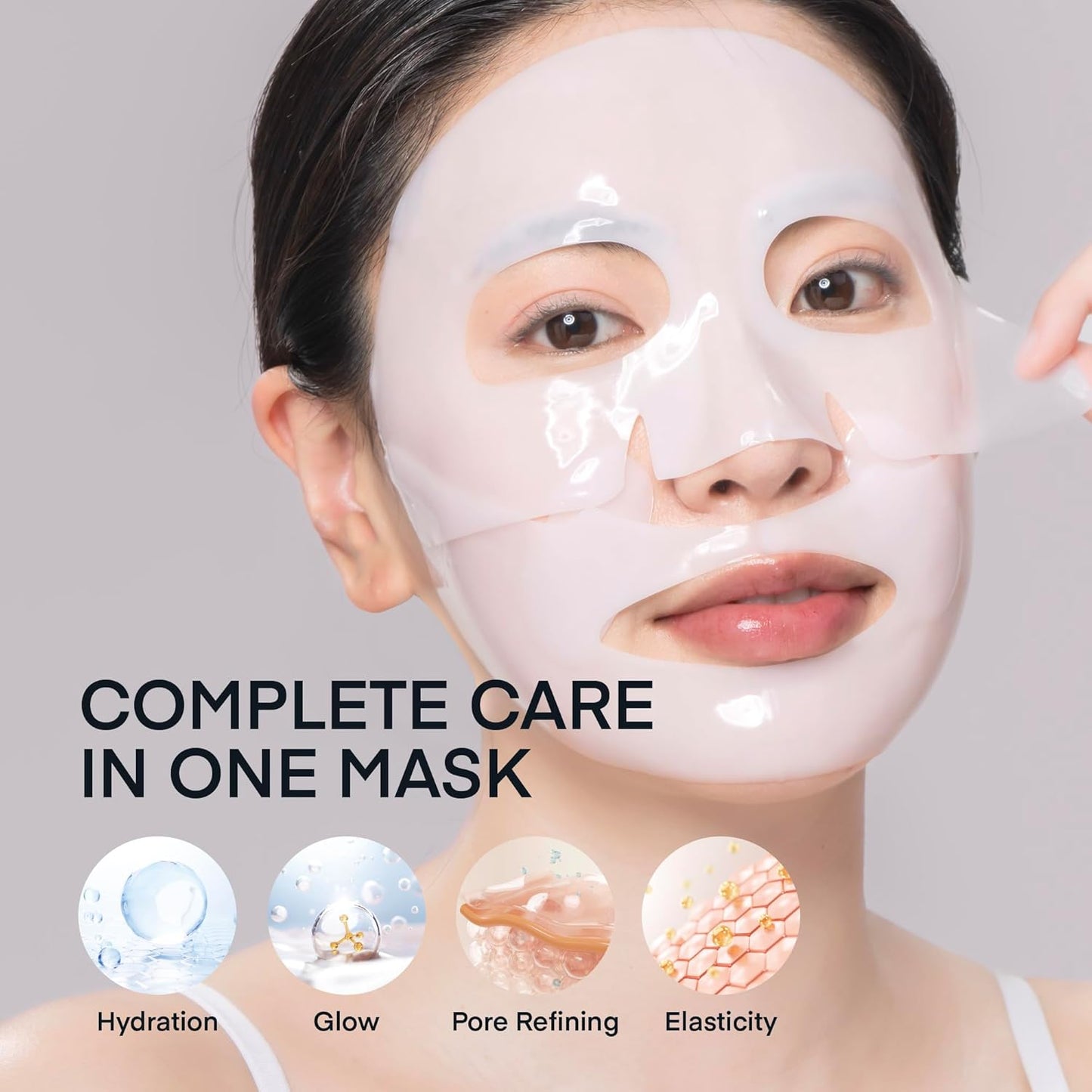 TEREZ & HONOR Collagen Face Mask: Korean Real Deep Bio Hydrogel Overnight Masks for Deep Hydration, Glowing, Pore Minimizing, Elasticity, 4 x 33g Fragrance-Free, 100 Da Ultra-Low Molecular Collagen