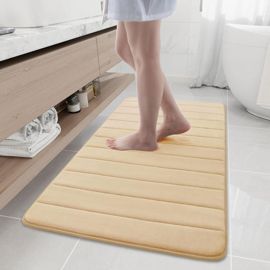 Buganda Memory Foam Bath Mat, 47" x 24", Ultra Soft and Non-Slip Bathroom Rugs, Water Absorbent and Machine Washable Bath Rug Runner for Bathroom, Shower, and Tub, Gold