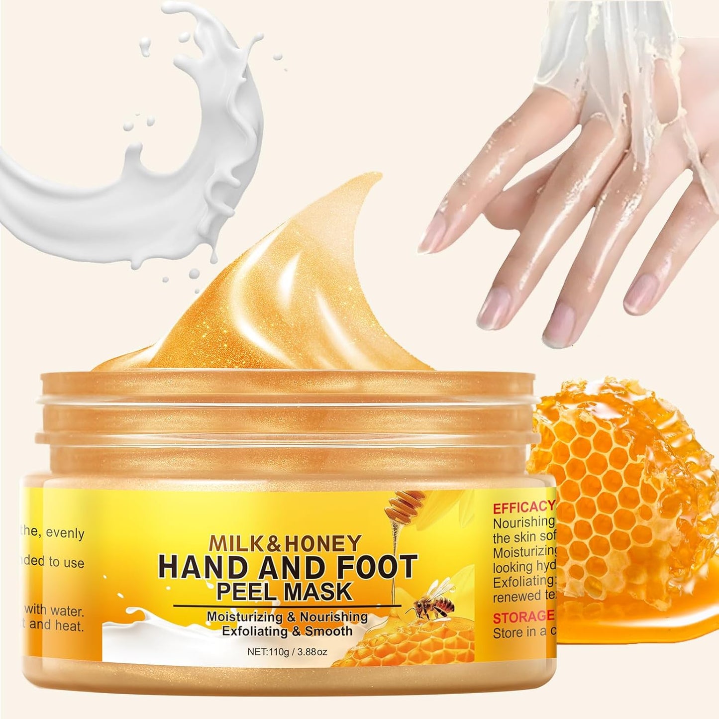 Milk Honey Peel Off Hand Wax for Women Moisturizing Hydrating Hand Masks Nourishing Exfoliating Hand Film Hands Care Soft 110g