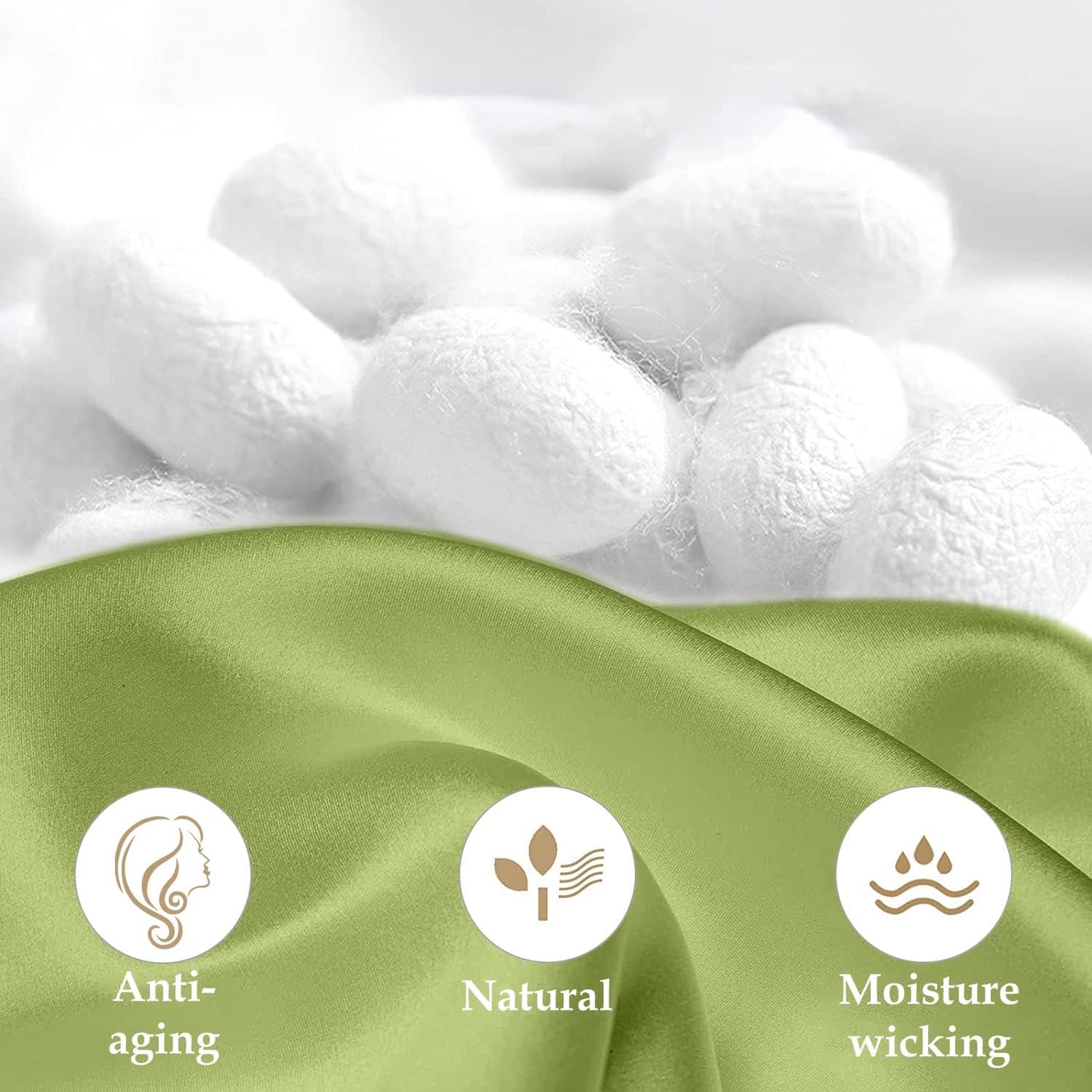 INSSL Silk Pillowcase for Women, Mulberry Silk Pillowcase for Hair ad Skin and Stay Comfortable and Breathable During Sleep(Tea Green,Standard)