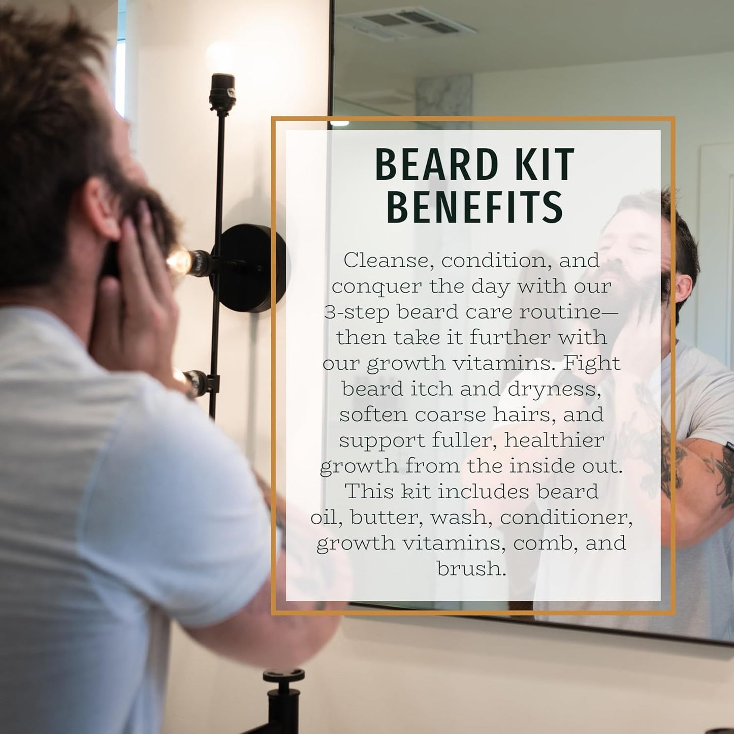 Live Bearded Total Beardsman Kit - Complete Beard Growth Kit for Men - Beard Oil, Butter, Wash, Conditioner, Vitamins, Comb, Brush | Straight Up - Fragrance-Free