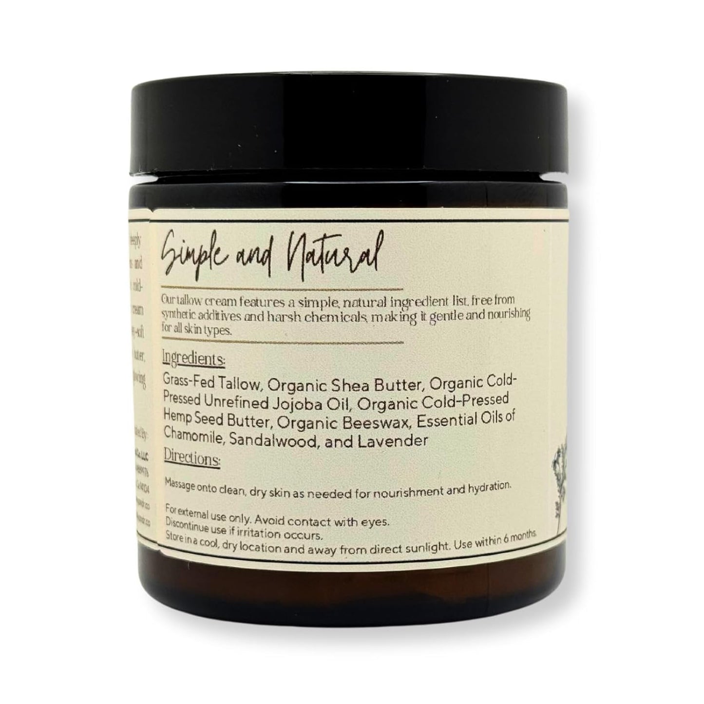 Tallow & Hemp Body Butter – Whipped Grass‑Fed Tallow + Hemp Seed Butter – Calming Chamomile/Sandalwood/Lavender – Deep Hydration for Dry & Sensitive Skin (4 oz)