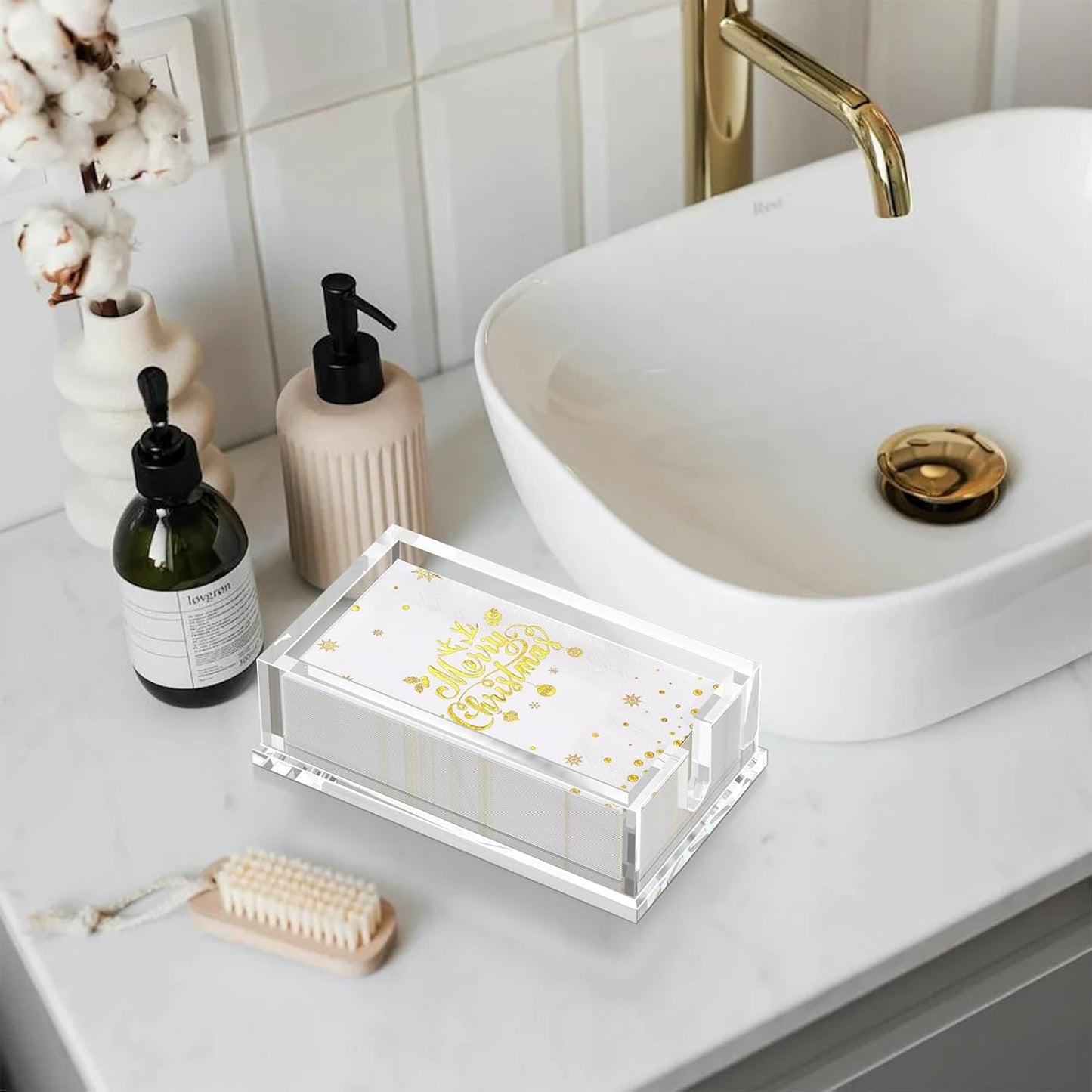 Napkin Holder for Table, Acrylic Napkin Paper Towel Holder for Kitchen, Clear Acrylic Guest Towel Holder Tray for Bathroom, Cocktail Napkin Holder for Dinner (Rectangle Clear 0.4+0.47in Thickness)