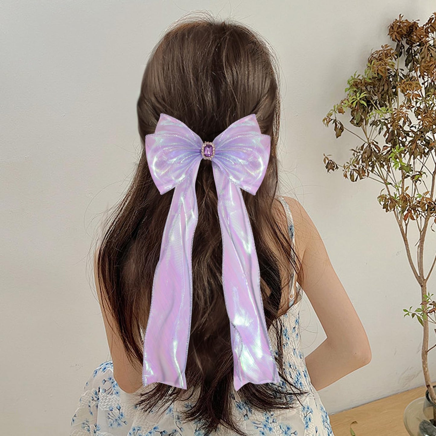 Elegant Hair Bow Set Sweet Styles with Crystal and Pearl Accents Fashion Hair Clips for Girls (White/Pink/Lavender)