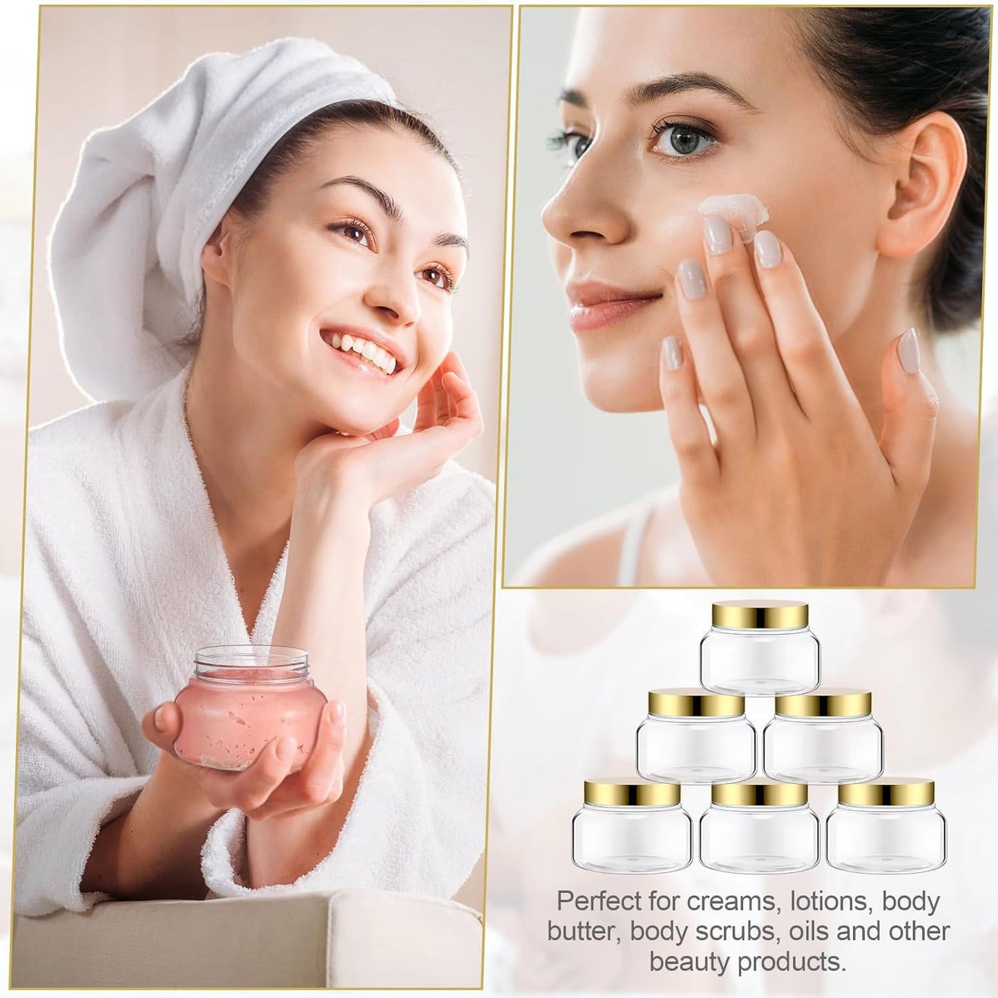 Mumufy Clear Plastic Jars with Lids Round Plastic Containers Empty Travel Containers for Creams Refillable Cosmetic Jars for Lotions Body Scrub Body Butter(48 Pcs,8 oz)