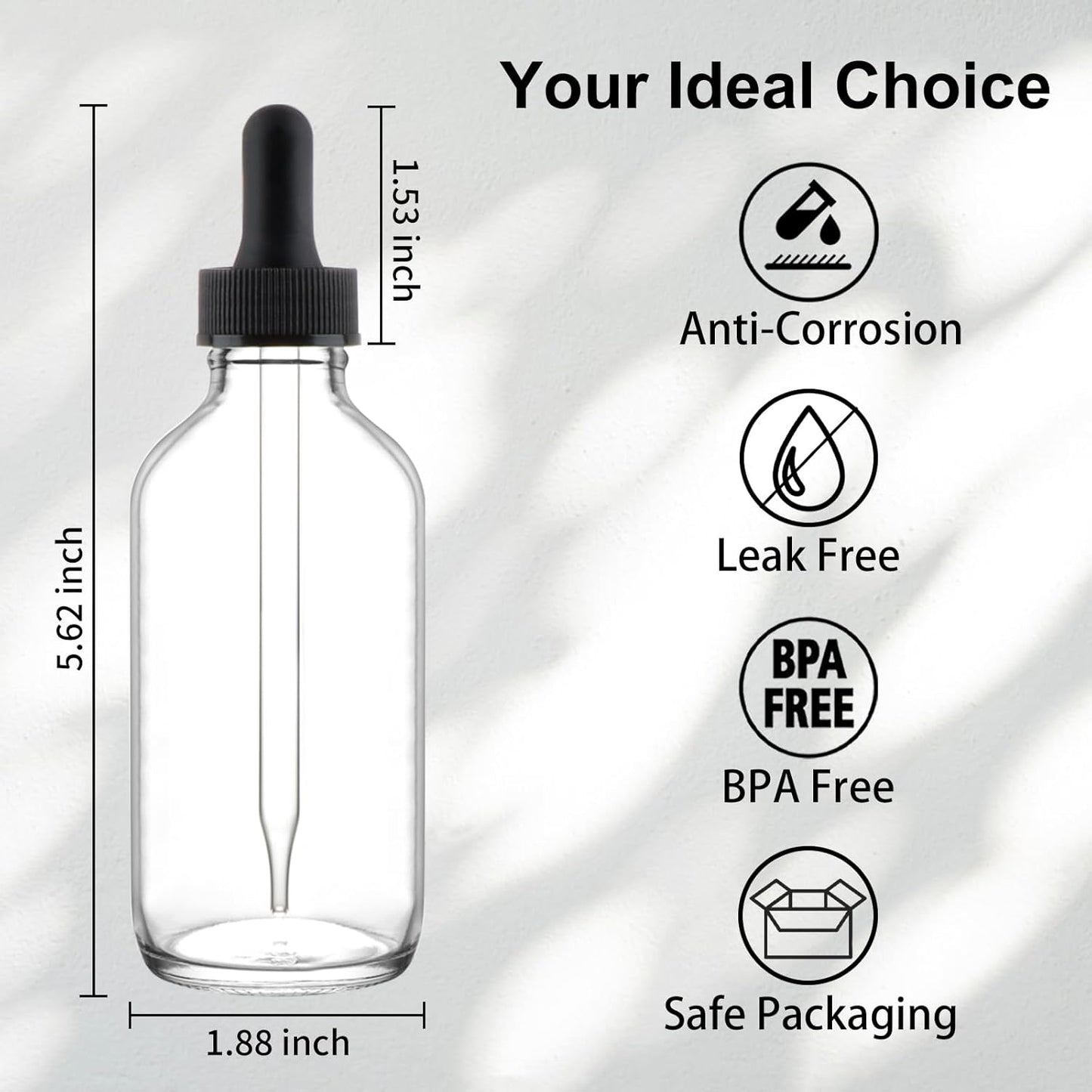 42 Pack 4oz Clear Glass Bottles with Glass Eye Droppers for Essential Oils, Perfumes & Lab Chemicals (Brush, Funnels, 3 Extra Droppers, 48 Pieces Labels & 30ml Measuring Cup Included)