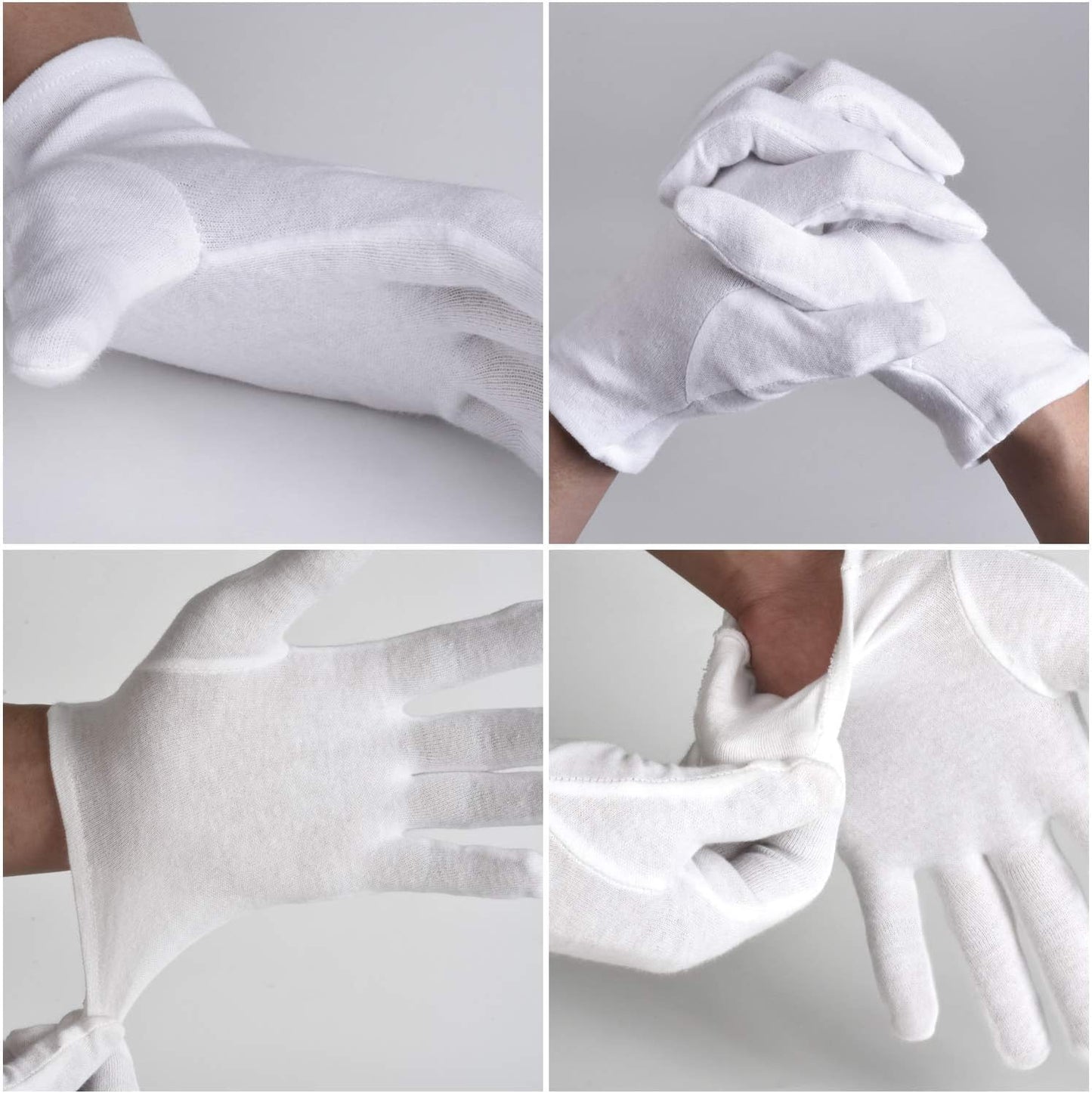 100% Cotton Gloves, 3 Pairs White Cotton Gloves for Women Dry Hands Eczema Serving - Archival Coin Jewelry Inspection Gloves(3 Pairs)