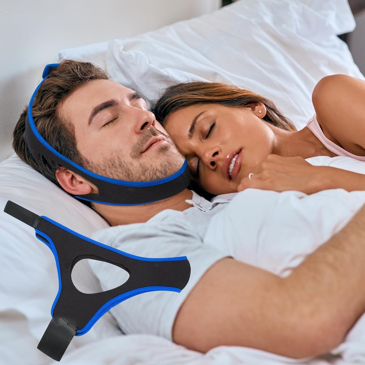 Chin Strap for Snoring Snore Chin Strap for Men & Women Comfortable Jaw Support Snoring Solution Adjustable Effective Snoring Sleep Device Reducing Aid for Women and Men (Blue)
