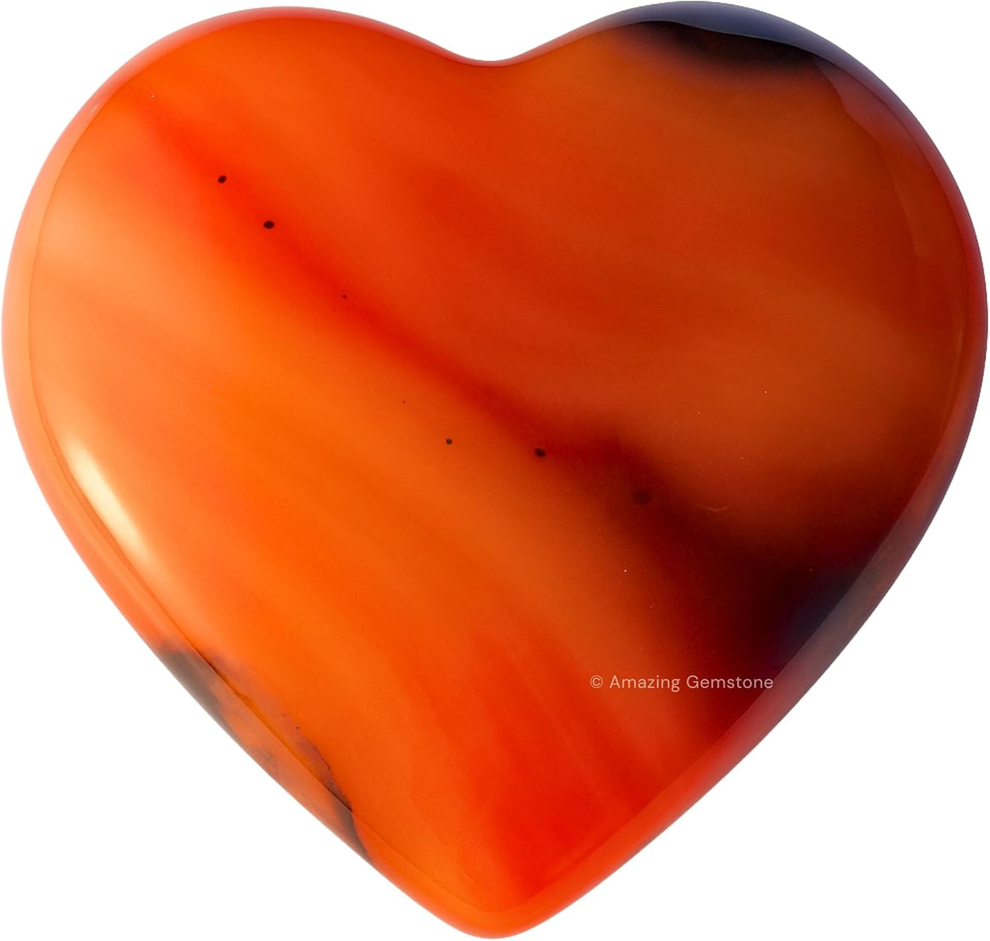 Carnelian Crystal Heart Palm Stone - Pocket Massage Worry Stone for Natural Body Chakra Balancing, Reiki Healing and Crystal Grid