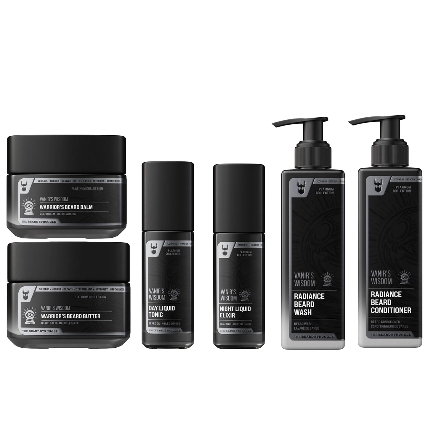 The Beard Struggle Greenlander Bundle - Beard Kit with Butter, Balm, Night Oil, Day Oil, Wash & Conditioner - Platinum Collection - Vanir's Wisdom