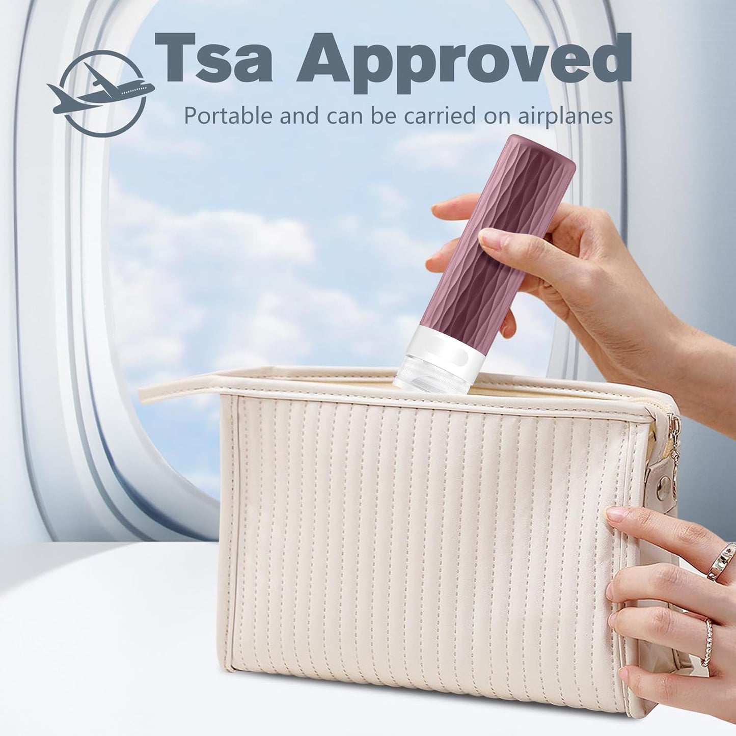 Travel Bottles for Toiletries, TSA Approved 3.4oz Travel Size Containers, BPA Free Leak Proof Silicone Traveling Bottles, Refillable Travel Essentials Kits for Shampoo Conditioner(4 Pack)-B