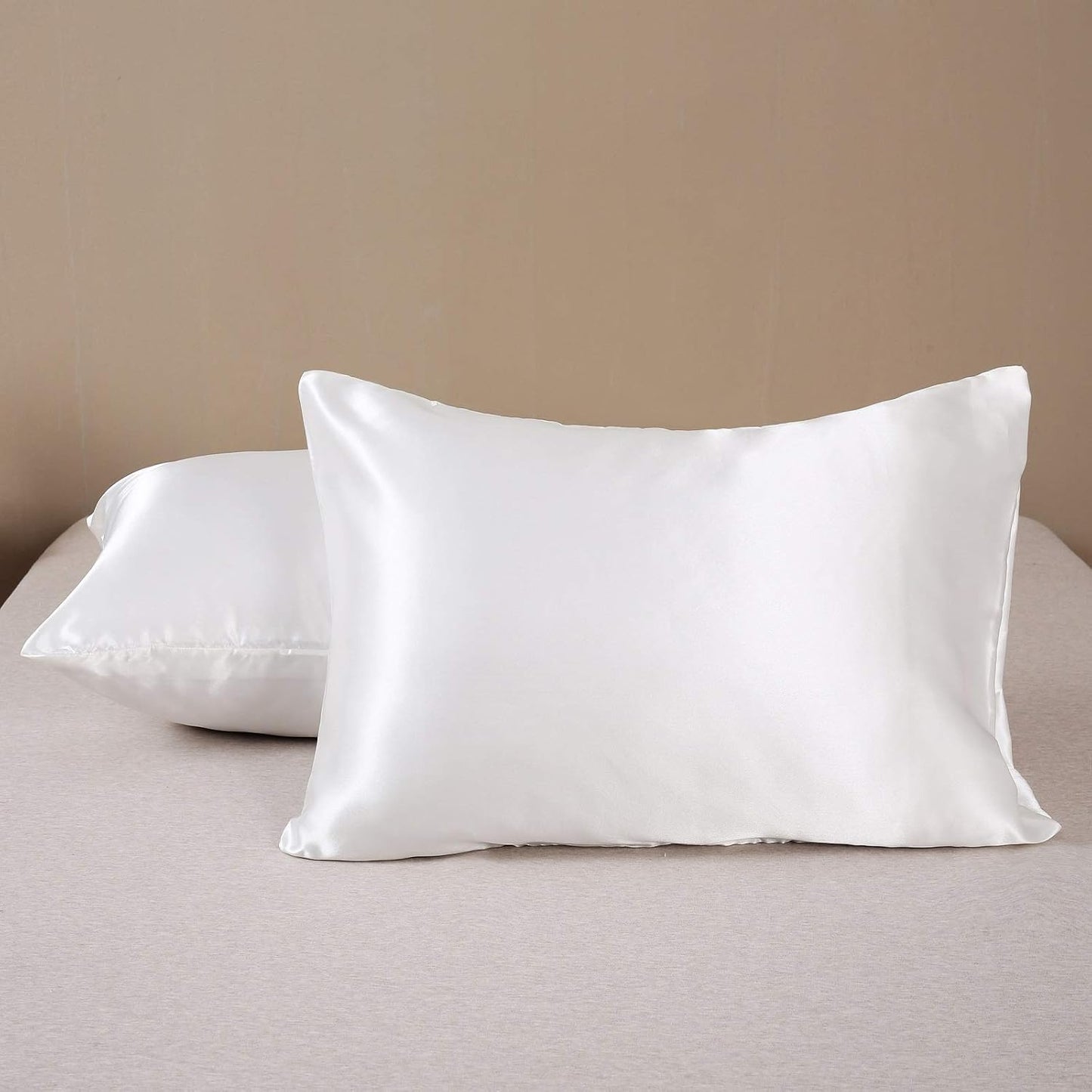 Silky Satin Toddler Pillowcases Set of 2, Super Soft Travel Pillow Covers, Small Kids Pillow Cases with Envelope Closure, 13"x 18", Ivory
