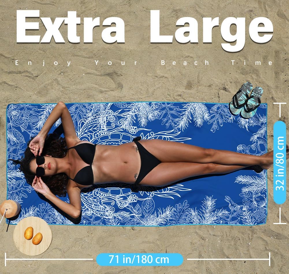 Microfiber Lightweight Beach Towel Sand Free Quick Dry Absorbent Thin Compact Towels for Swimming Pool Camping Beach Accessories Large Easy Pack Travel Things for Vacation Essentials Gift