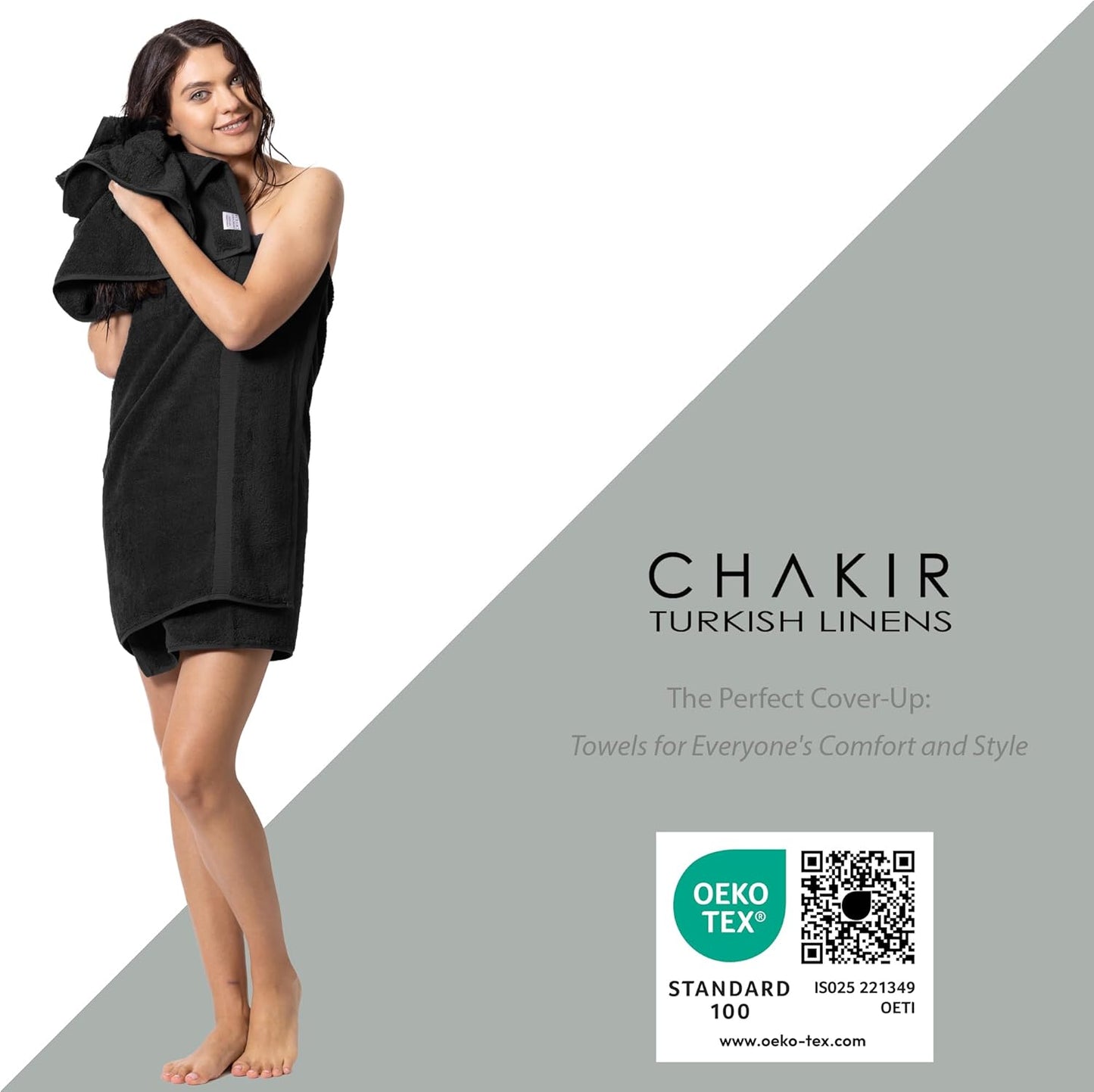 Chakir Turkish Linens, 100% Cotton Premium Quality Turkish Bath Sheets (35''x70'' Large Bath Sheet Towels - Black)