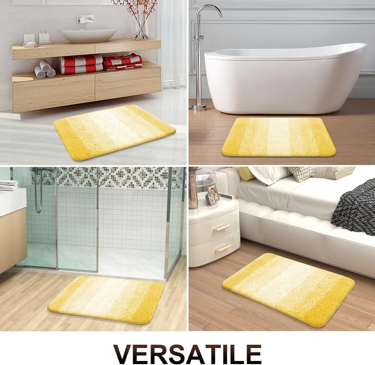 OLANLY Bathroom Runner Rugs 47x24, Extra Soft Absorbent Microfiber Bath Rugs, Rubber Backing, Quick Dry, Machine Washable Bath Mats for Bathroom Floor, Tub and Shower, Home Decor Accessories, Yellow