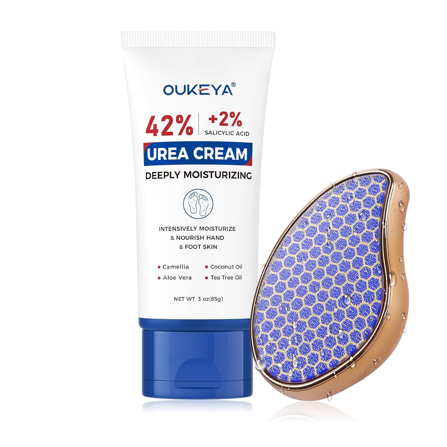 OUKEYA Urea Cream 42 Percent with 2% Salicylic Acid Tube, Urea Cream 40 Percent For Feet Maximum Strength, with Foot Callus Remover, Nano Glass Foot File