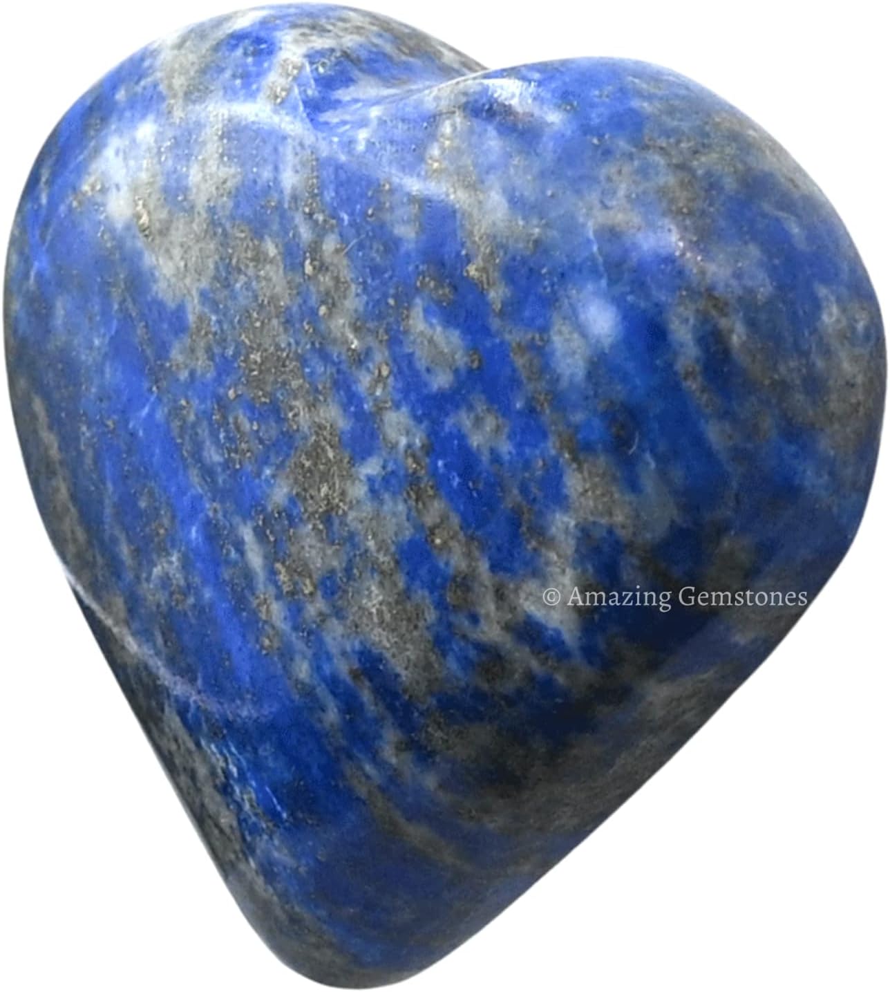 Amazing Gemstone Lapis Lazuli Crystal Heart Palm Stone - Pocket Massage Worry Stone for Natural Body Chakra Balancing, Reiki Healing and Crystal Grid