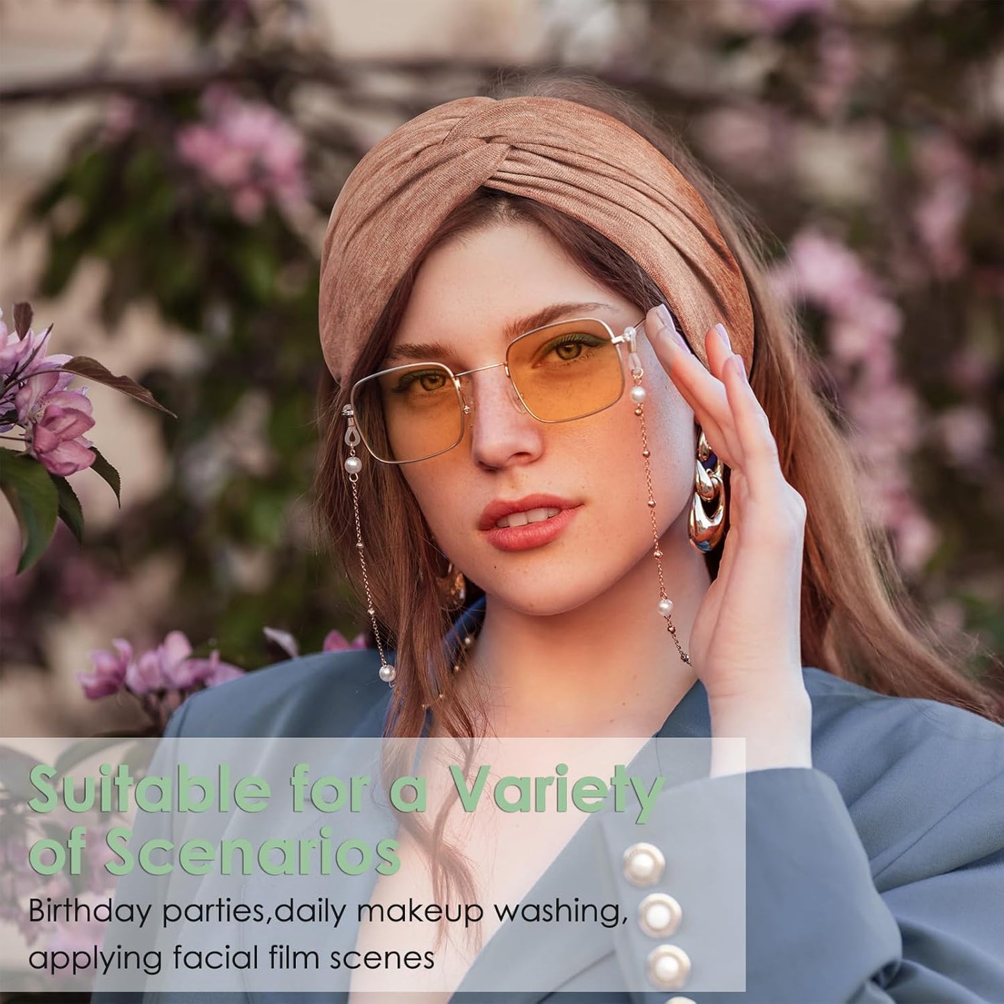 Extra Wide Headbands for Women, 7'' Large Cotton Like Turban Knotted Bandana Head Bands for Women Non Slip, Boho Headbands for Women's Hair (6Pcs Dark Colors, Extra Large 7" Wide)