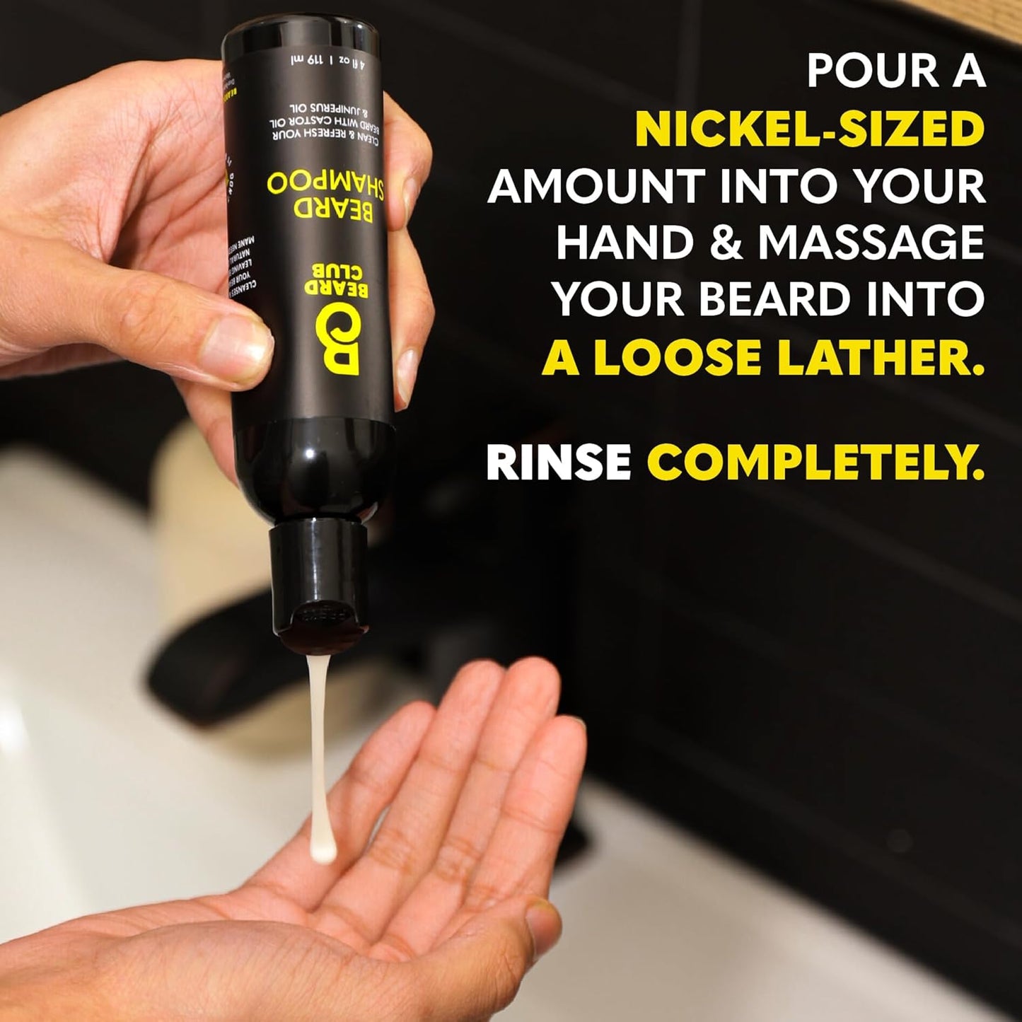 The Beard Club Original Premium Beard Shampoo - Natural & Nourishing Formula for Soft, Clean & Healthy Facial Hair - Gentle on Skin - Sulfate & Paraben Free - 4 fl oz