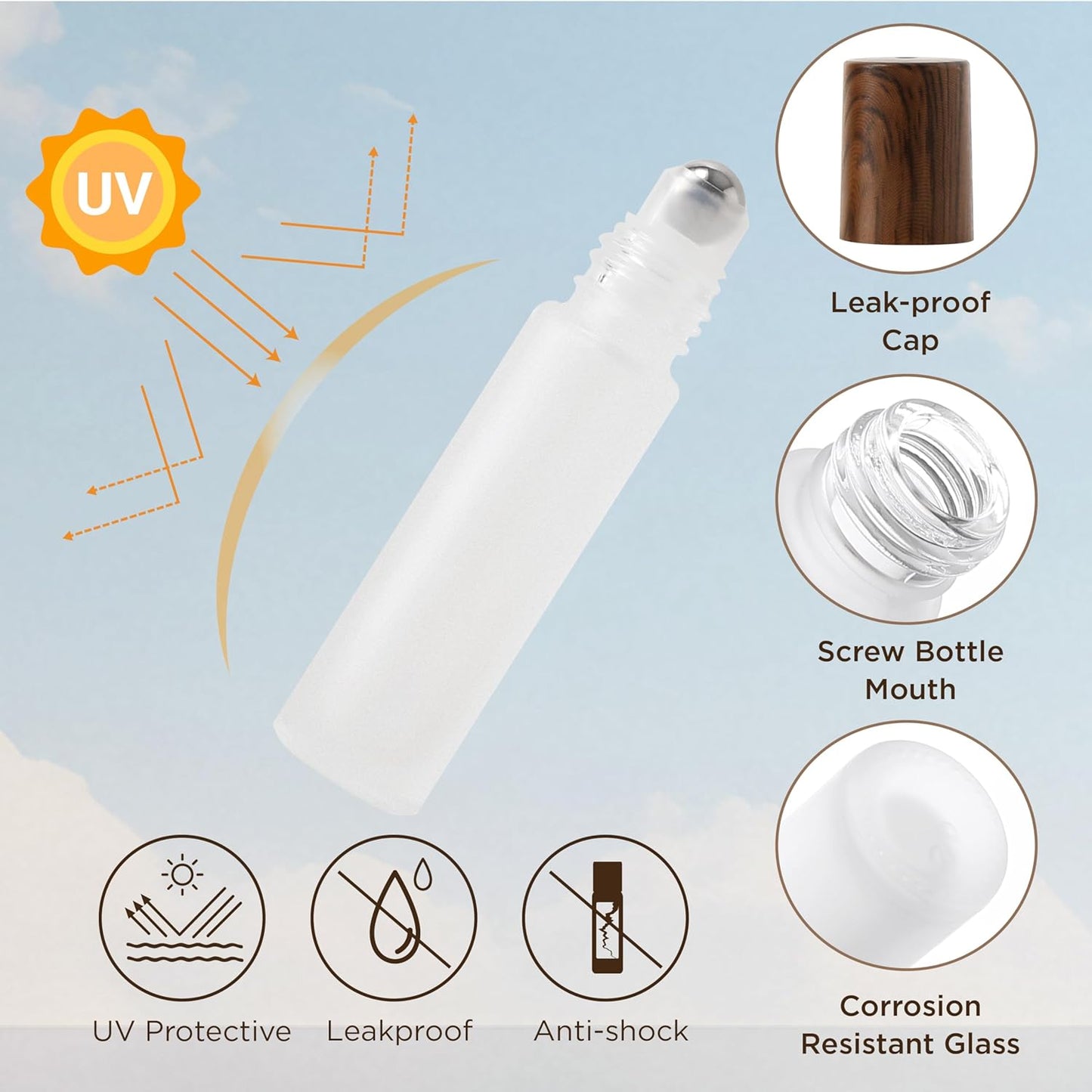 Essential Oil Roller Bottles, 12PCS (10ml & 5ml) Glass Perfume Roller Bottles with Funnel Opener and Dropper Beauty and Personal Care Tools