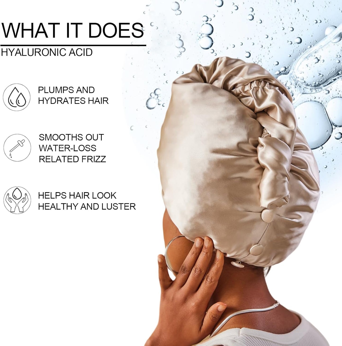 PROMEED Long Silk Hair Turban with Hyaluronic Acid Infusion, 100% 23 Momme Mulberry Silk Bonnet Hair Wrap for Sleeping