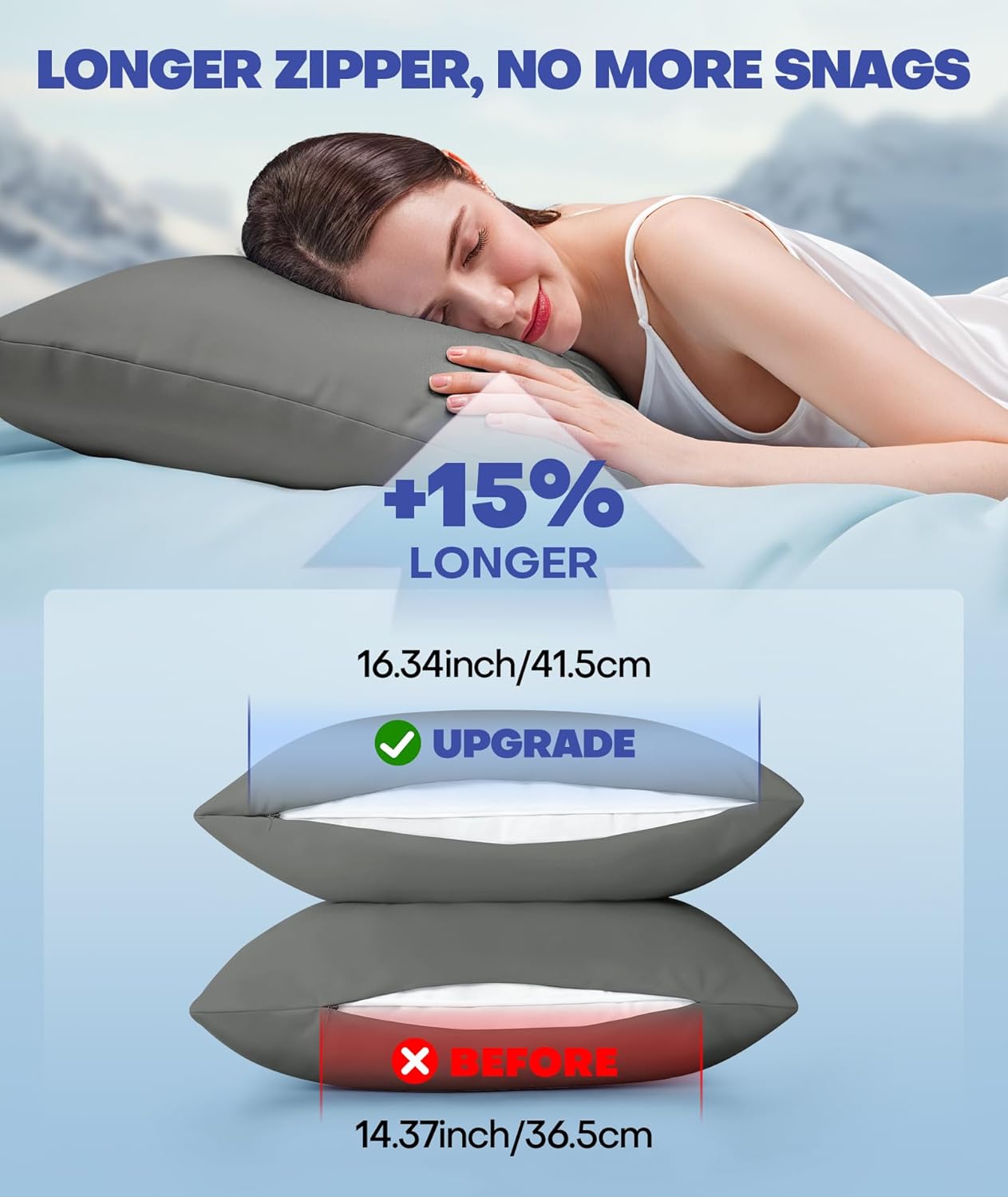 Ice Cooling Pillowcase for Hot Sleepers, Instantly Cool, Stays Cold All Night, Softer Than Silk Pillow Cases, Pillow Covers with Invisible Zipper, Gift for Men & Women - King Size, Dark Gray (1 Pack)