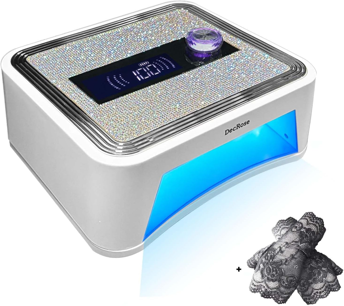 UV LED Nail Lamp Cordless, DecRose 120W Rechargeable UV Light for Gel Nails Portable Nail Dryer Light with Timer, Sparkling Rhinestones Diamond Curing Lamp,Gift for Nail Art Lovers & Professionals