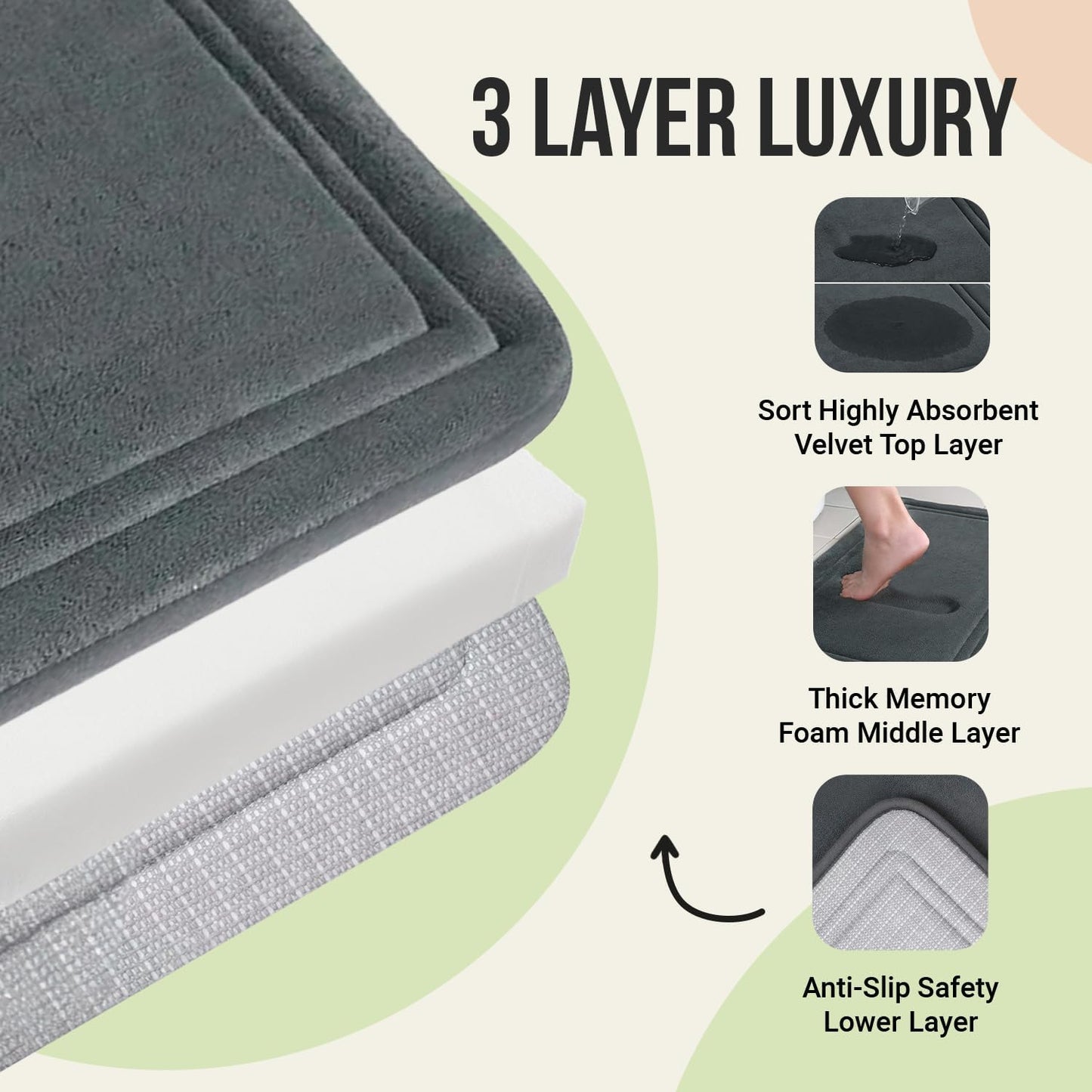 ITSOFT Memory Foam Bath Mat 59x23, Non Slip, Machine Washable, Quick Dry & Absorbent Rugs, Bath Mats for Bathroom Floor, Tub & Shower, Bathroom Rug, Chocolate Brown