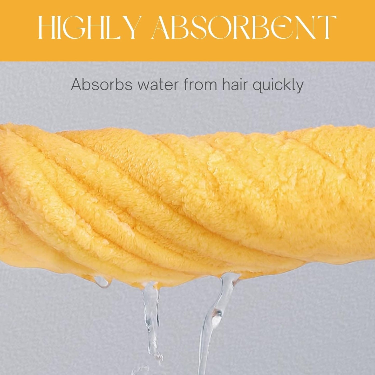 Microfiber Hair Towel Wrap for Kids, Yellow Bear Dry Hair Cap Suck Water, Absorbent Quick Girls Boys Hair Drying Towel, Lightweight Bouncy Hat Headscarf