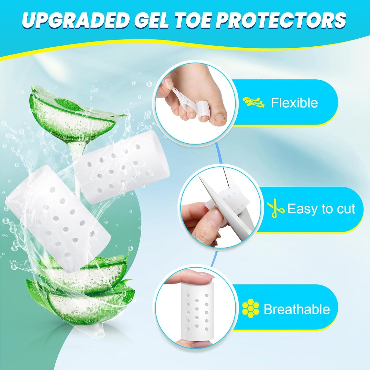 Pnrskter Silicone Toe Protectors - (14Pcs Medium) - Breathable Toe Sleeves for Women & Men - Toe Caps for Blisters, Corns, Calluses, Toenails Loss - Toe Cushions for Daily Use, Traveling Essentials