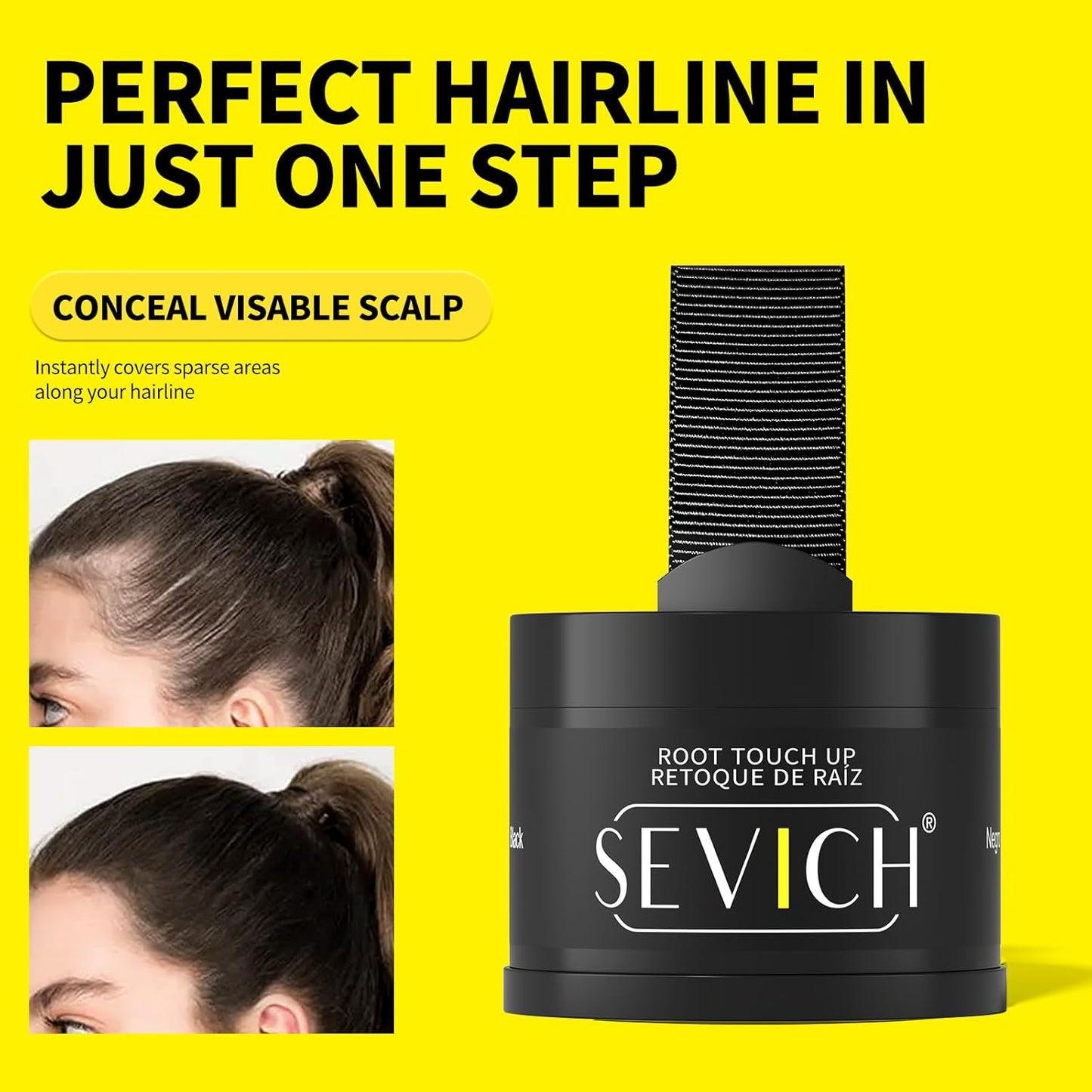 SEVICH Hairline Powder (Replaceable) With Brush & Root Touch-Up for Sparse Hairlines & Gray Coverage, Quick Hair Color Repair, Waterproof & Sweat-Proof, Travel-Friendly (Brown)