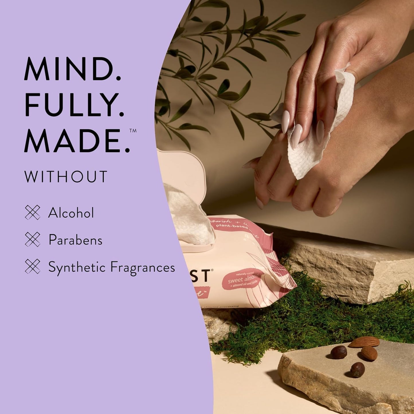 The Honest Company Nourish and Cleanse Naturally Scented Wipes Cleansing Multi-Tasking Wipes 99% Water Plant Based Hypoallergenic Sweet Almond 240 Count