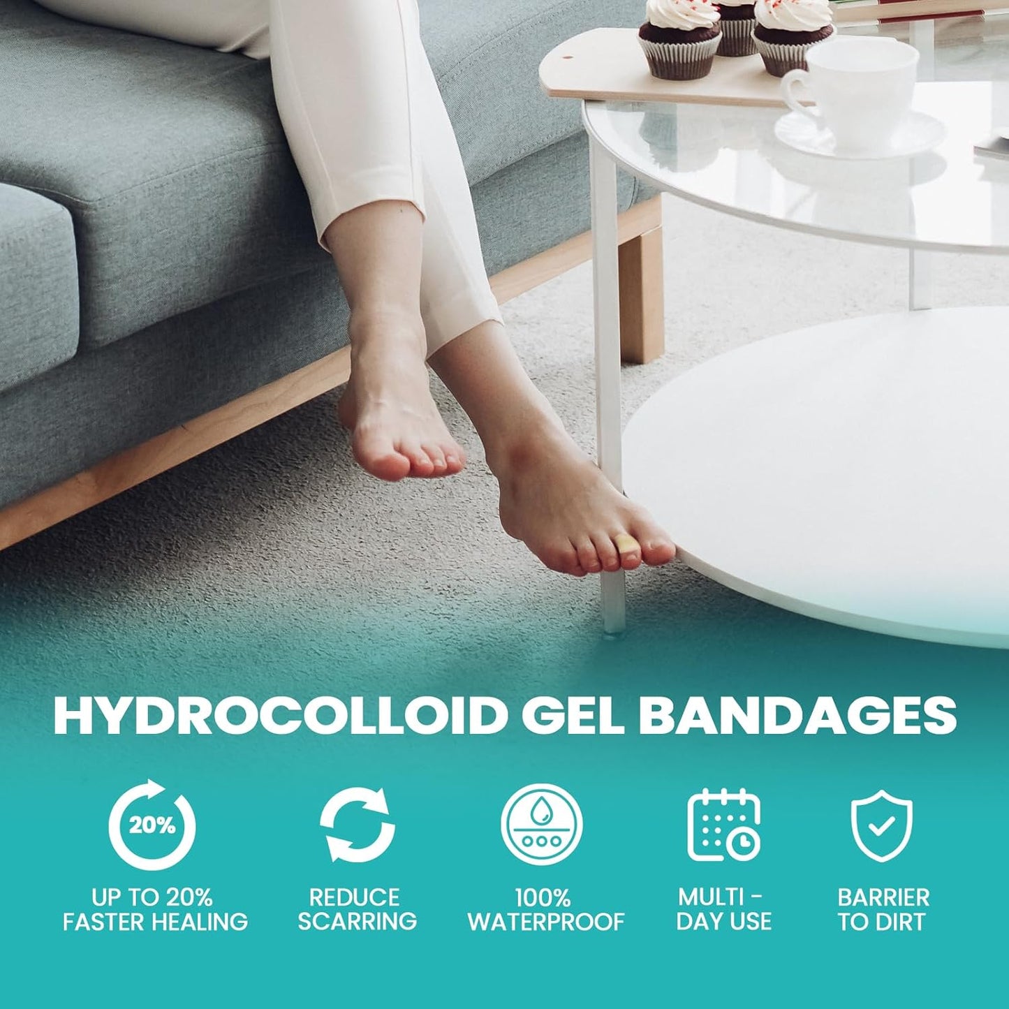 Hydrocolloid Gel Blister Bandages Pads - Promifun Waterproof Adhesive Blisters Bandages - Blister Pads for Heel, Foot, Toe, Feet - Gel Blister Chshions for Prevention & Recovery (32ct,Toe Pack)