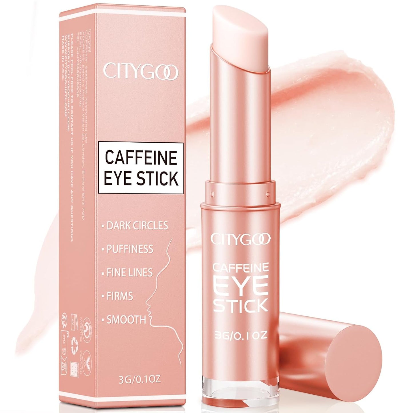 CITYGOO Caffeine Eye Cream Stick: Anti-Aging Firming & Moisturizing Balm for Dark Circles Puffiness & Eye Bags - Travel-friendly for Women (Caffeine Eye Cream, 1pcs)