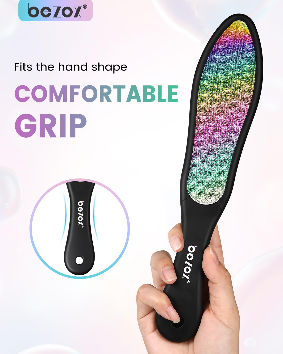 BEZOX Foot File Callus Remover(1 PCS), Double Sided Callus File Scraper, Foot Scrubber for Cracked Heel and Foot Corn Removal, Stainless Steel Pedicure File - Rainbow