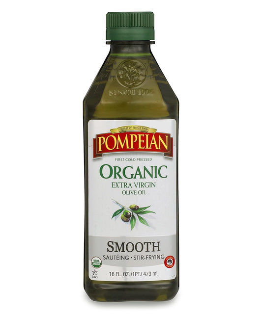 Pompeian USDA Organic Smooth Extra Virgin Olive Oil, Contains Polyphenols, First Cold Pressed, 16 Fl Oz