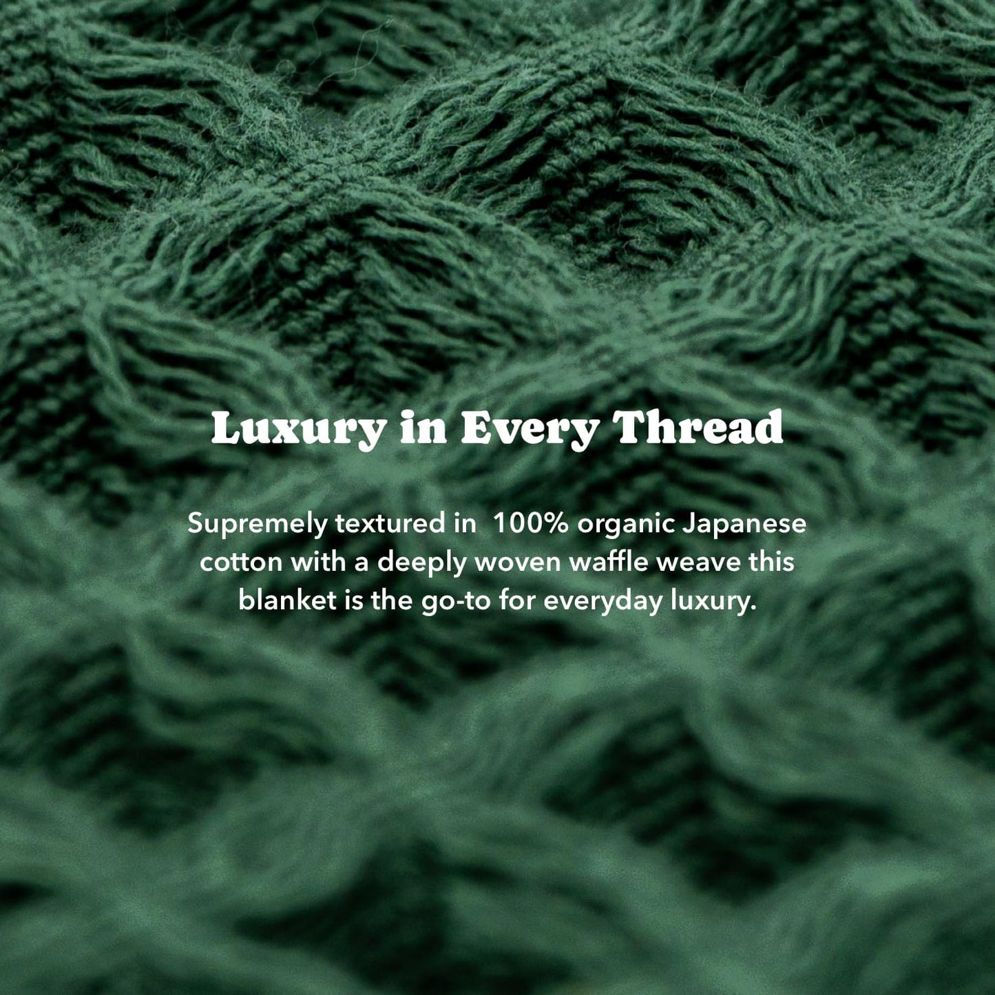Luxury Japanese Cotton Waffle Towelket Blanket for All Sleepers | Soft, Breathable and Thermoregulating (Forest Green, 67''x91'')
