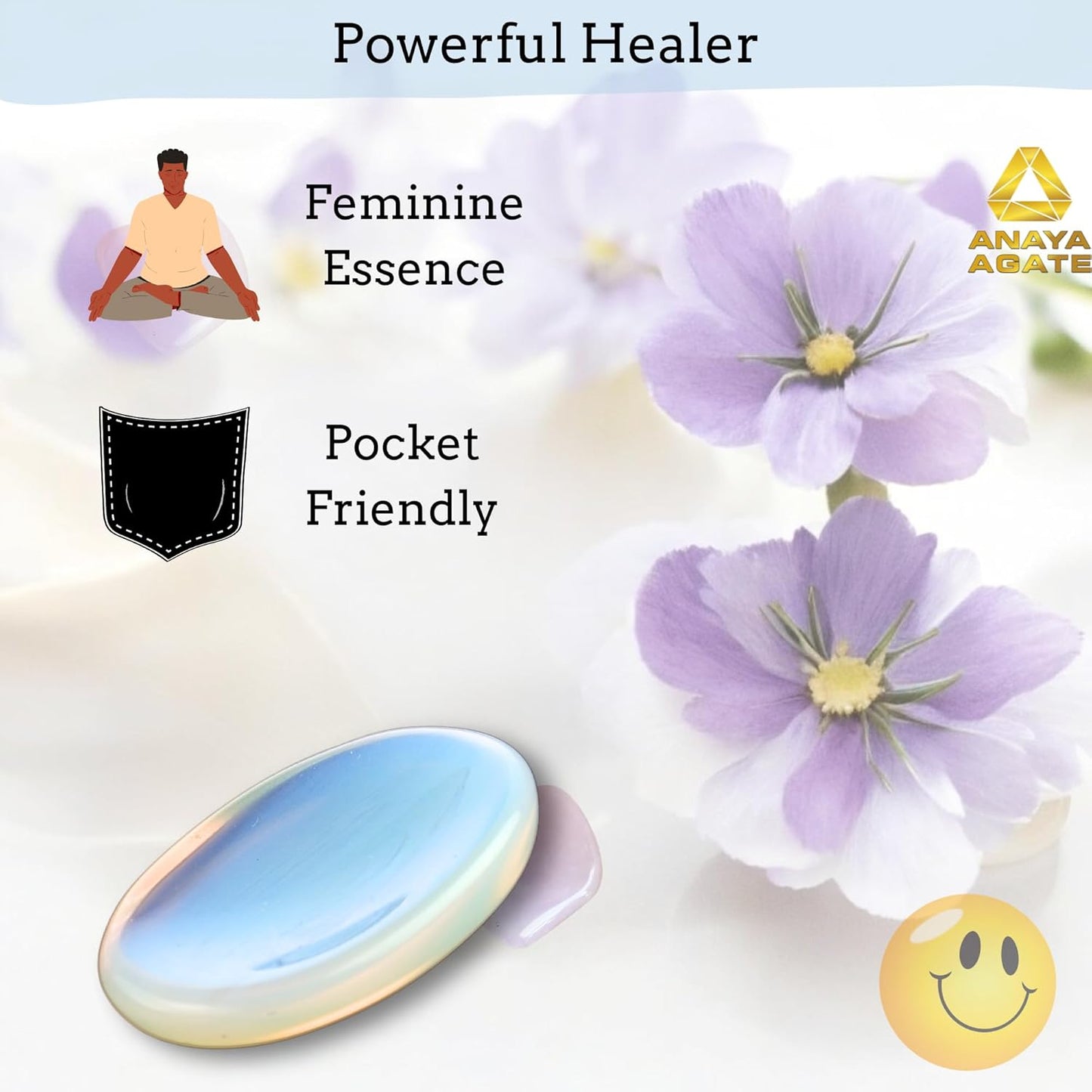 Opalite Worry Stones – Crystal Thumb Worry Stones for Anxiety, Stress – Relaxing and Soothing Balance Stones for Meditation, Stress Relief – Healing Stones and Crystals for Men and Women