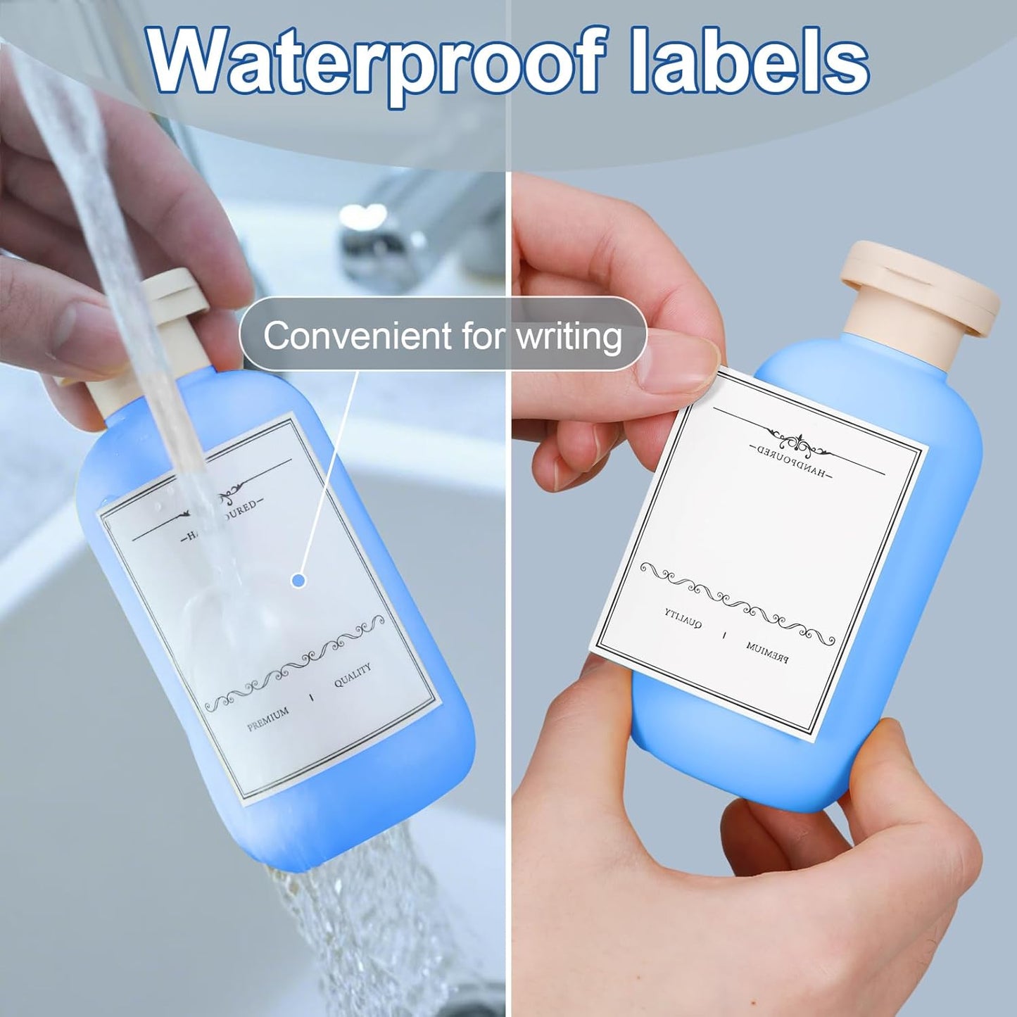 ASEVAT 6.7oz Airtight Plastic Travel Shampoo Bottles, Travel Shampoo and Conditioner Bottles Refillable, Empty Travel Size Shampoo Bottle, Hand Soap Dispenser for Vacation, Gym, Lotion（BlueNavy