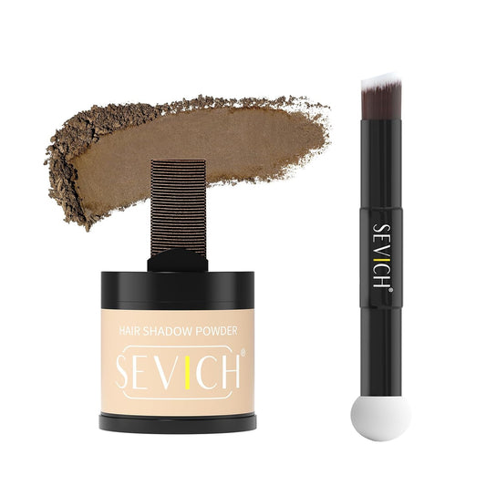 Sevich Hairline Powder 10g with Brush, Instantly Conceals Hair Loss & Thinning & Gray, 48H Waterproof Root Touch Up Powder, Natural Hair Shadow Toppers for Women & Men, 1 Box = 2.5 Boxes,Light Brown