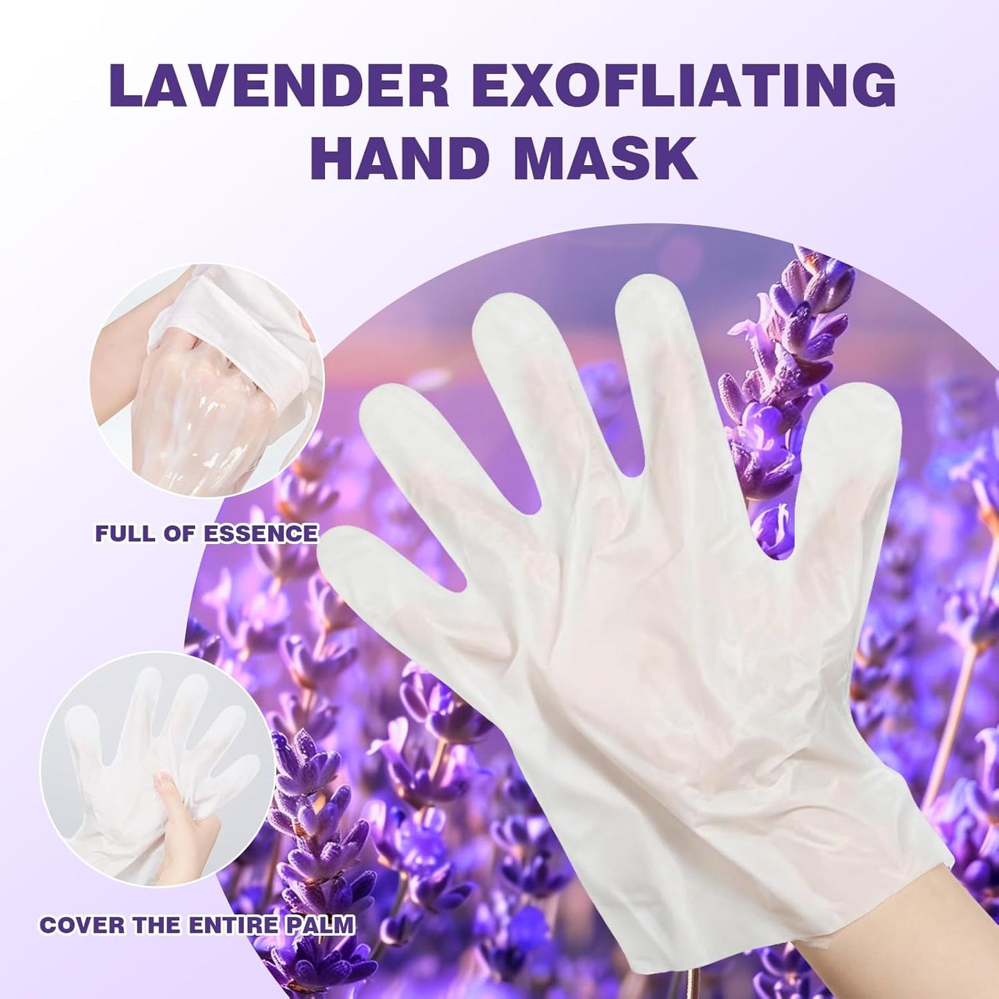Mositurizing Hand Masks with Lavender, Hydrating Hand Glove for Dry Cracked Hands,Hand Mask Gloves for Soft and Smooth Touch Hands（6Pack）