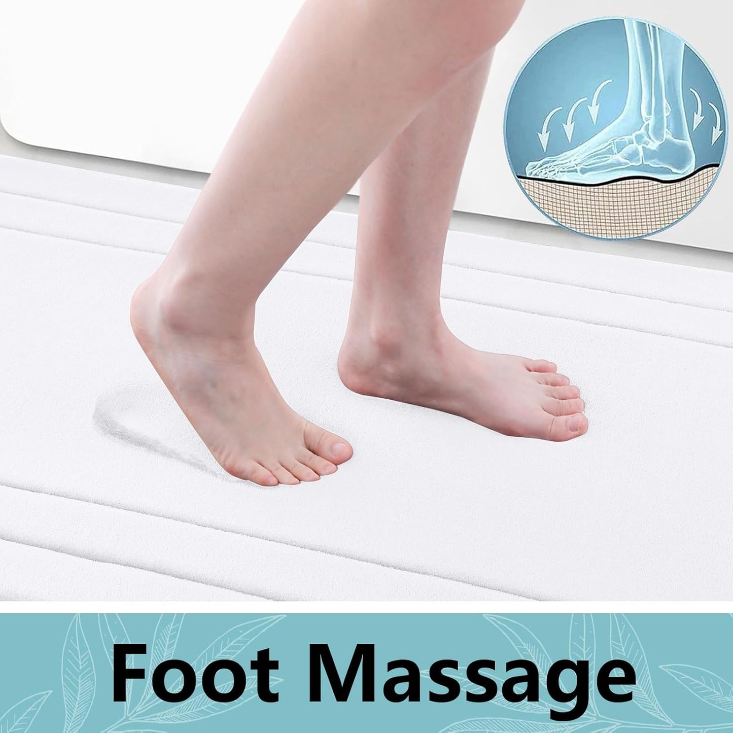 Arotive Memory Foam Bathroom Rug Mat 70x24, Ultra Soft and Absorbent Bath Mat, Machine Wash Dry, Comfortable Bath Rug Carpet for Bathroom Floor, Tub and Shower, White