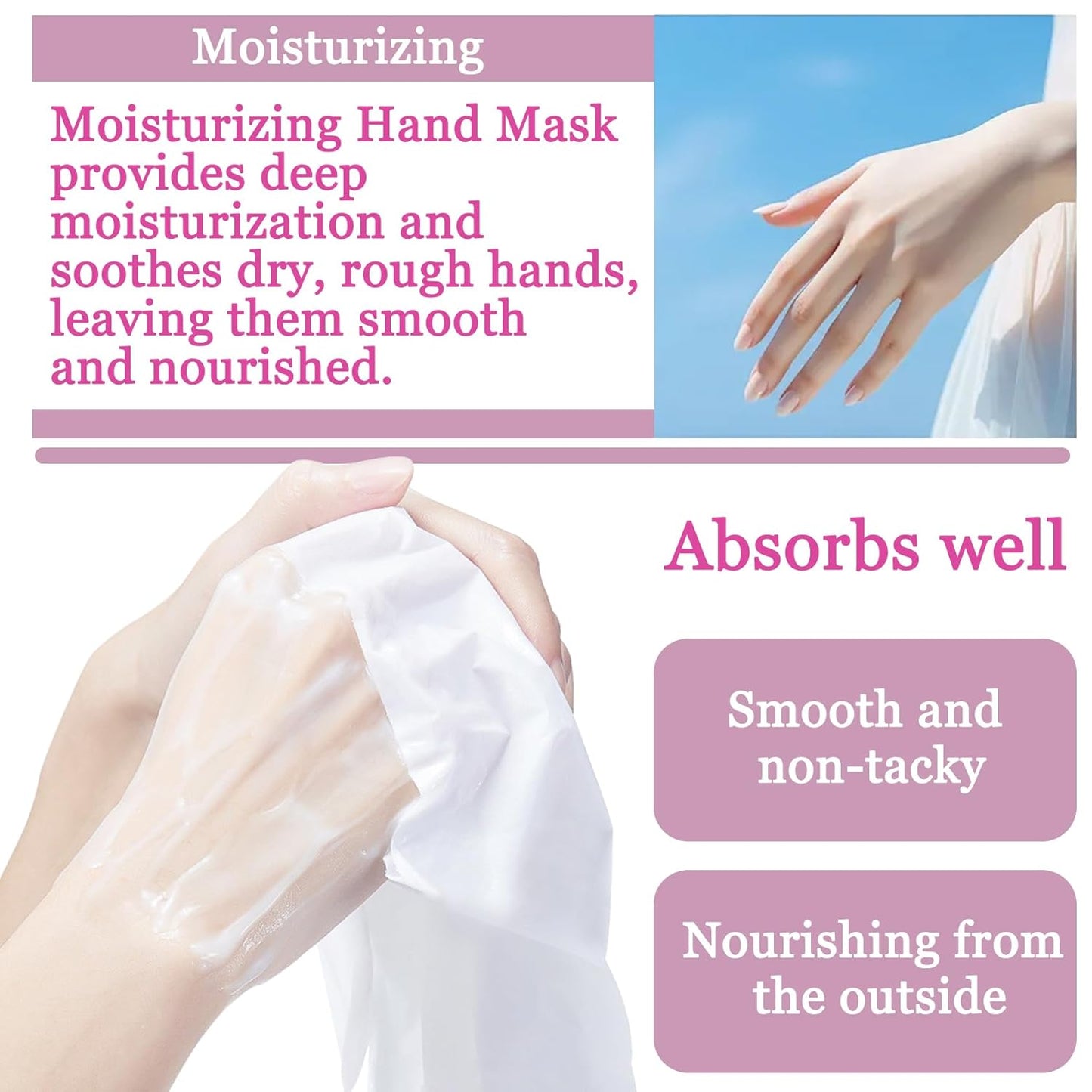 Hydrating Hand Masks, 6PCS Hand Mask Moisturizing Gloves for Men Women, Smooth Long Lasting Soft Exfoliating Hand Peeling Spa Mask Moisturizer Beauty Gift Set for Dry Cracked Rough Dull Hands（M)