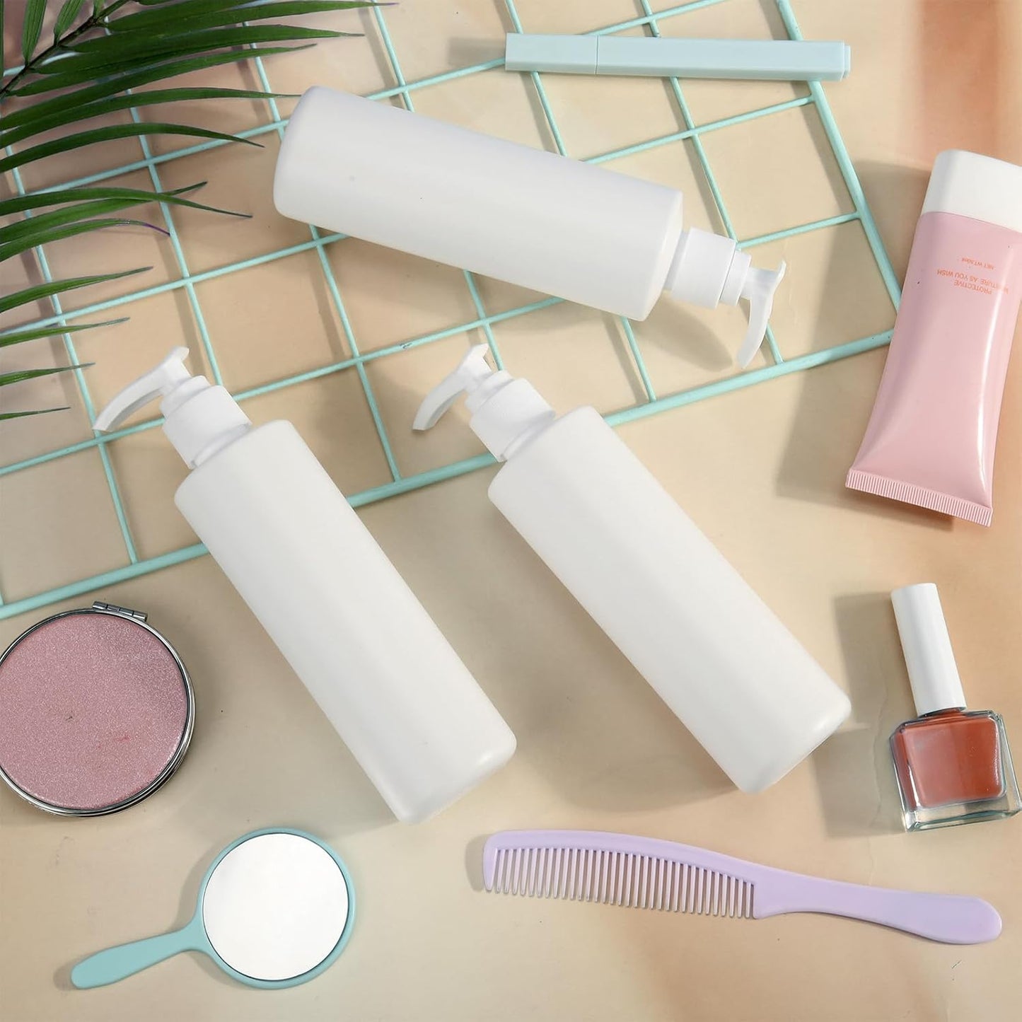 Thyle 20 Pcs Plastic Pump Dispenser Bottle 8 oz Refillable Plastic Bottles Bulk Lotion Container Travel Lock Empty container for Shampoo Massage Oil Dispensing(White Bottle, White Head)