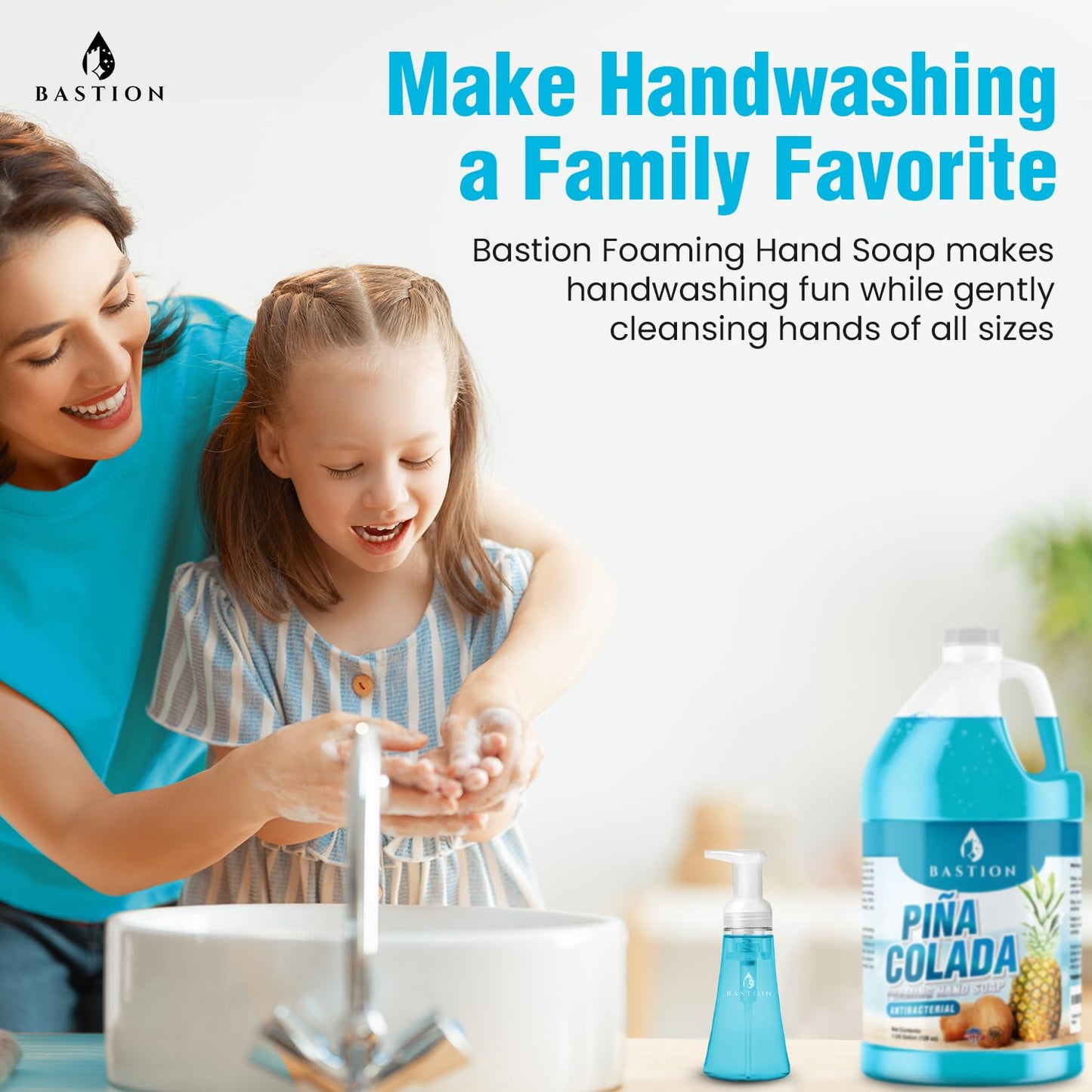 Bastion Foaming Antibacterial Hand Soap: Pina Colada Scented Refill 4 GallonS (512 oz) Bulk Hand Wash