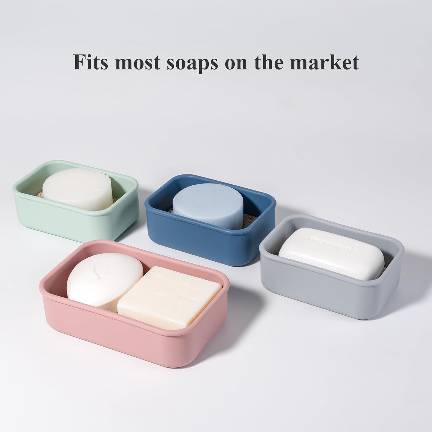 MtBoi 2PC Portable Leakproof Travel Soap Case, Silicone Soap Container, Compact Travel Holder with Drainage Layer, Camping, Gym, Outdoor Pink&MintGreen