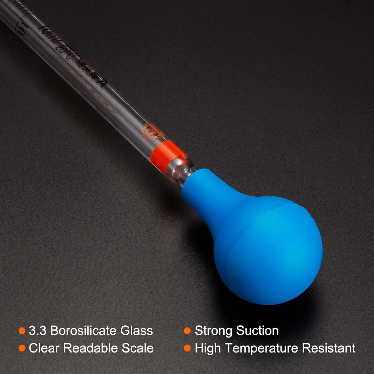 PATIKIL Graduated Dropper Pipettes Kit, 10ml Borosilicate Glass Pipette with Rubber Cap for Transfer Liquid for Lab, Chemistry, Clear